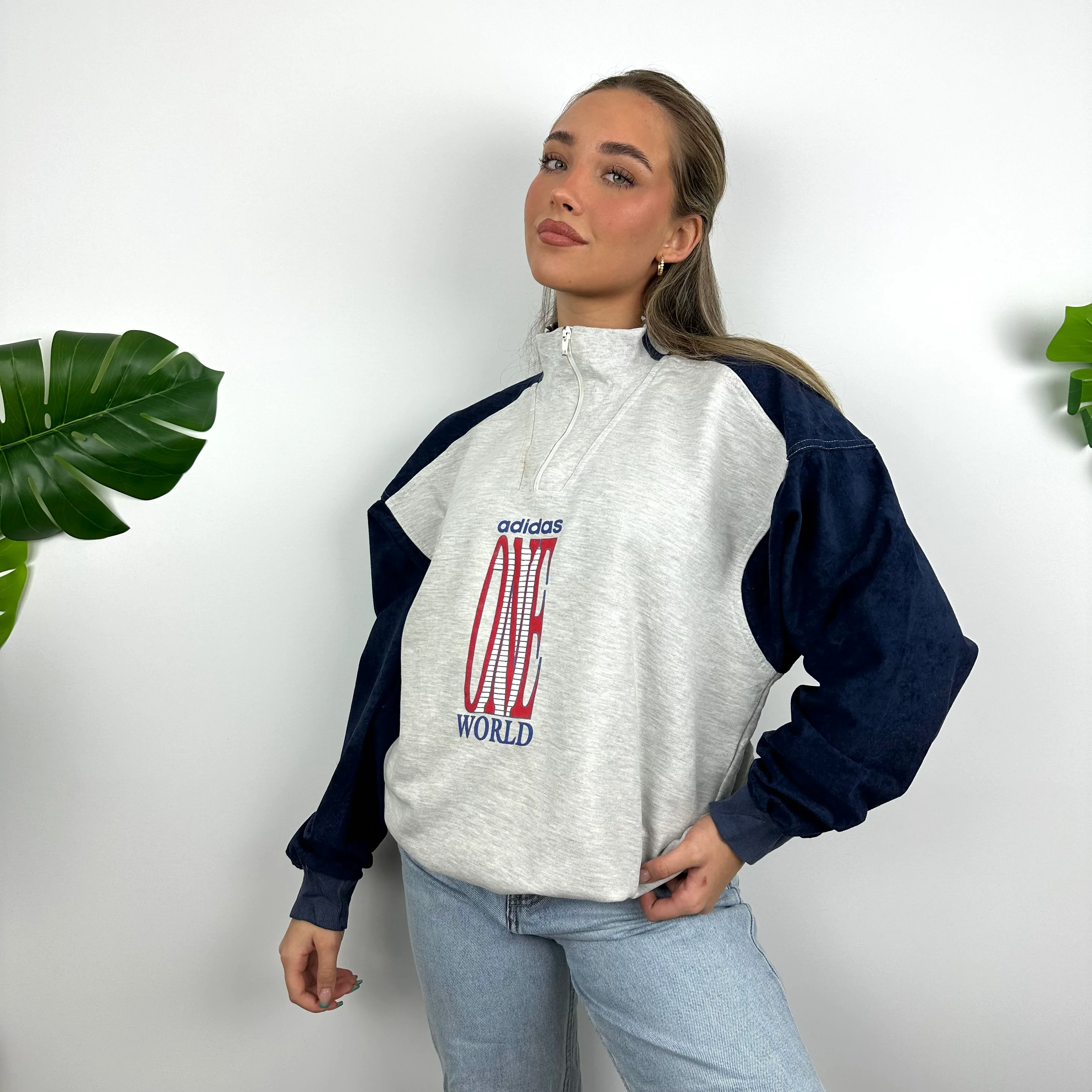 Adidas One World RARE Spell Out Quarter Zip Sweatshirt (M) - Image 5