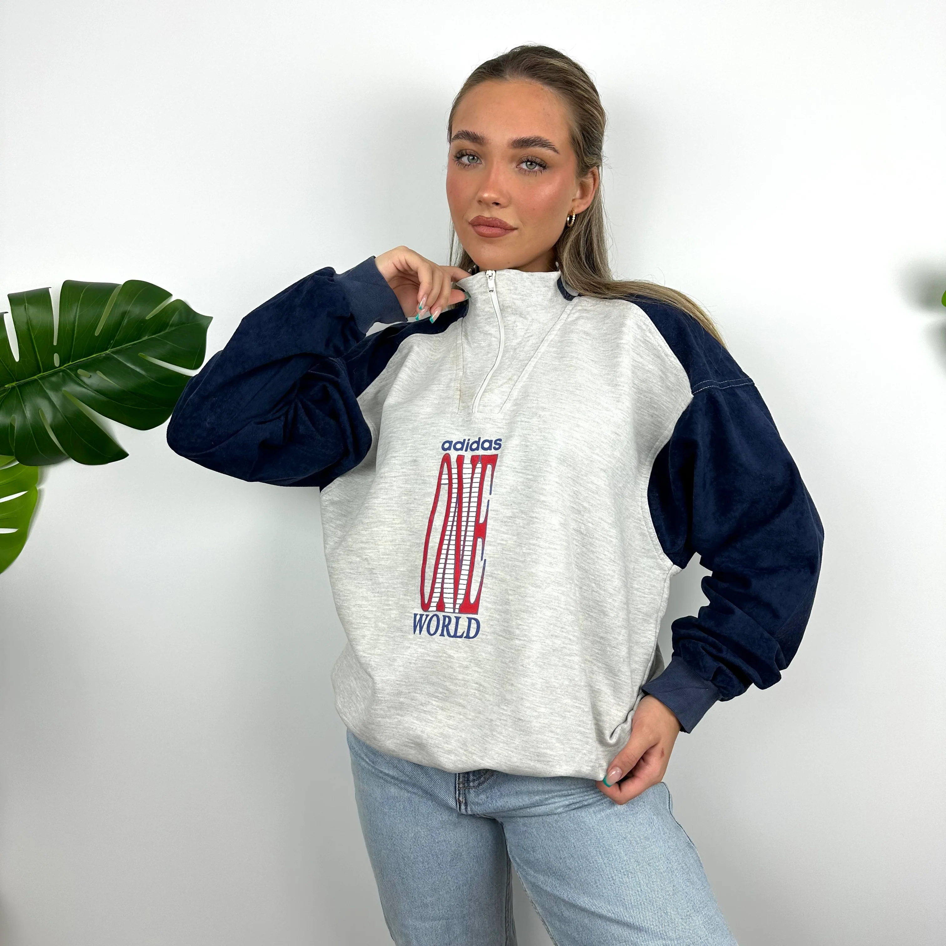 Adidas One World RARE Spell Out Quarter Zip Sweatshirt (M) - Image 6