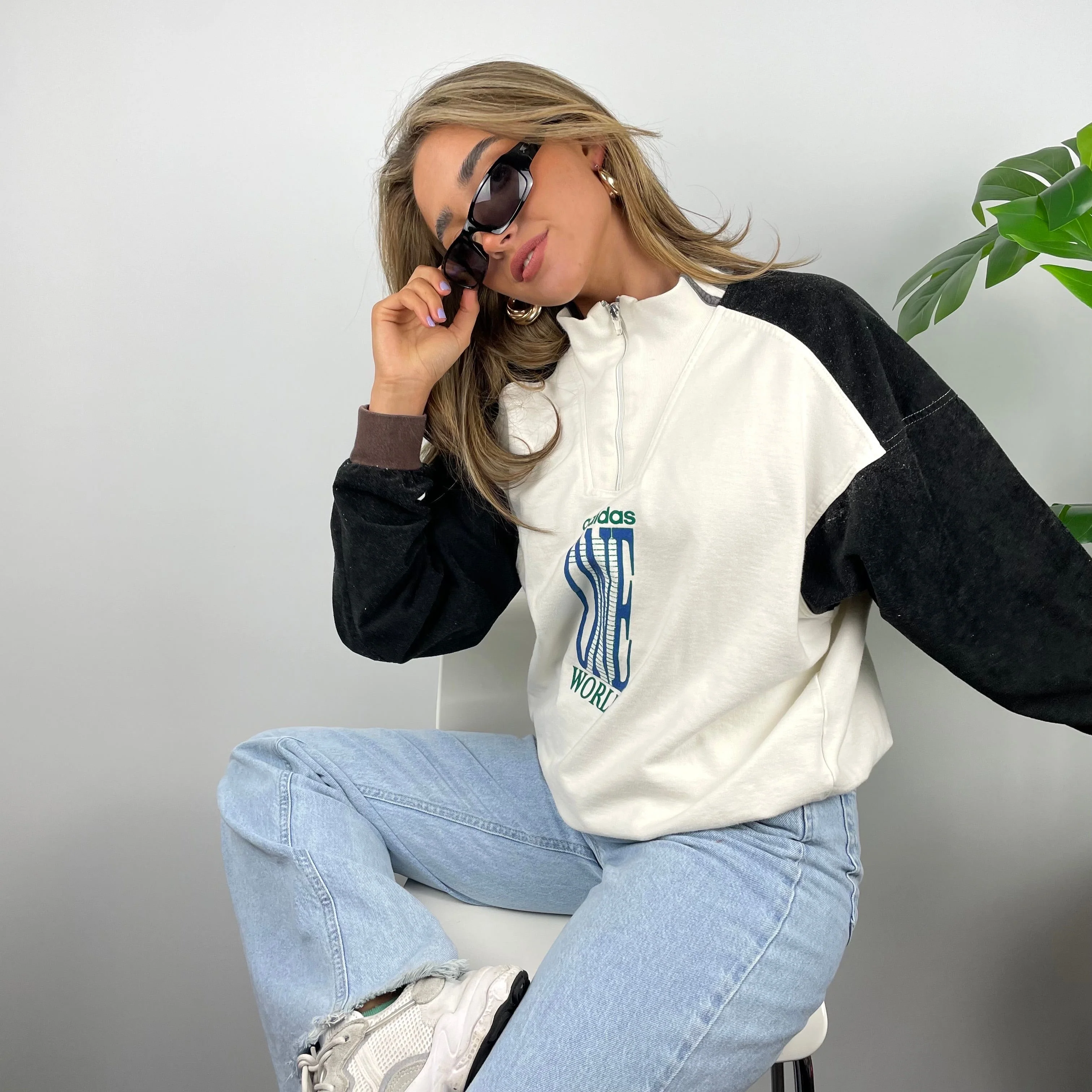Adidas One World RARE Spell Out Quarter Zip Sweatshirt (S) - Image 3
