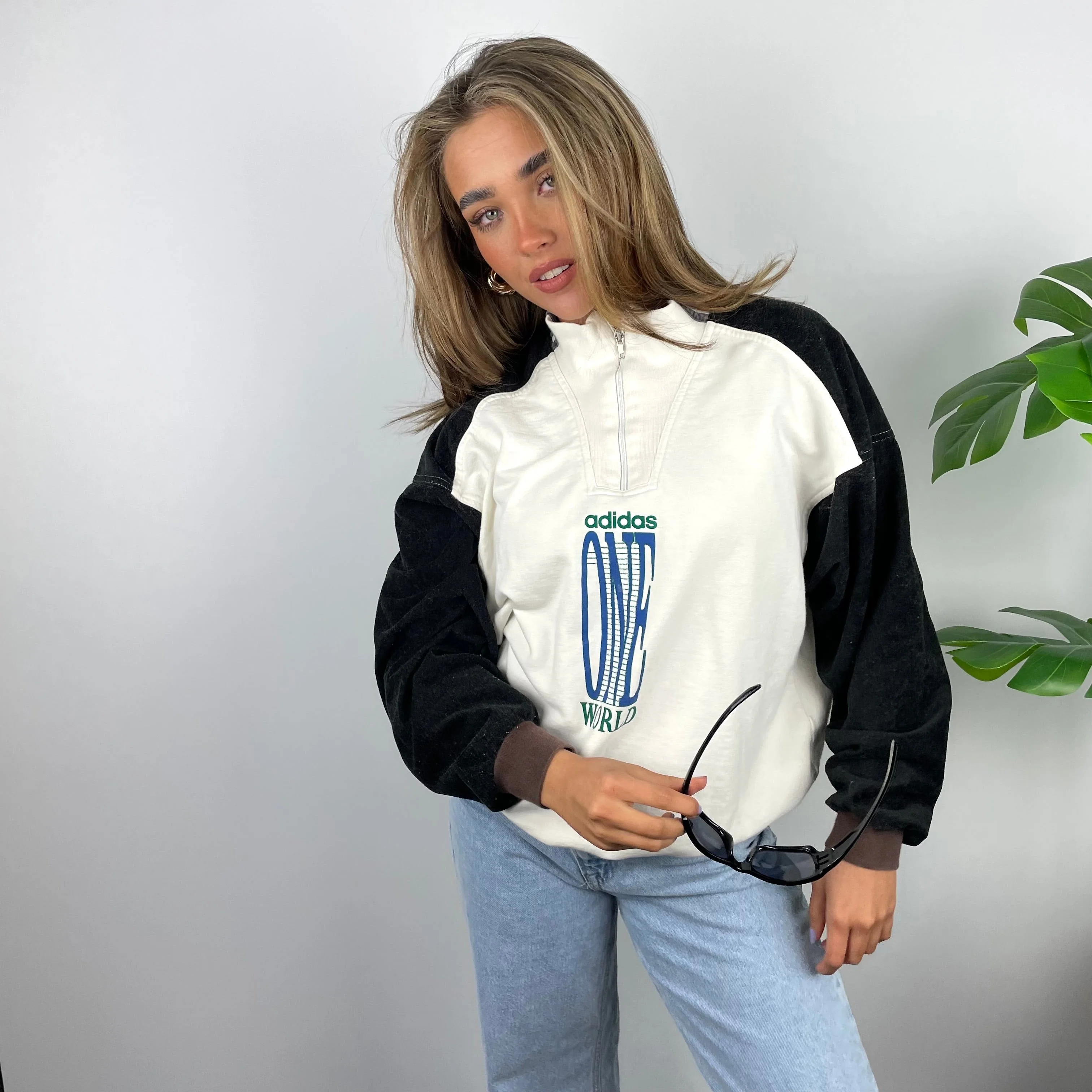 Adidas One World RARE Spell Out Quarter Zip Sweatshirt (S) - Image 4
