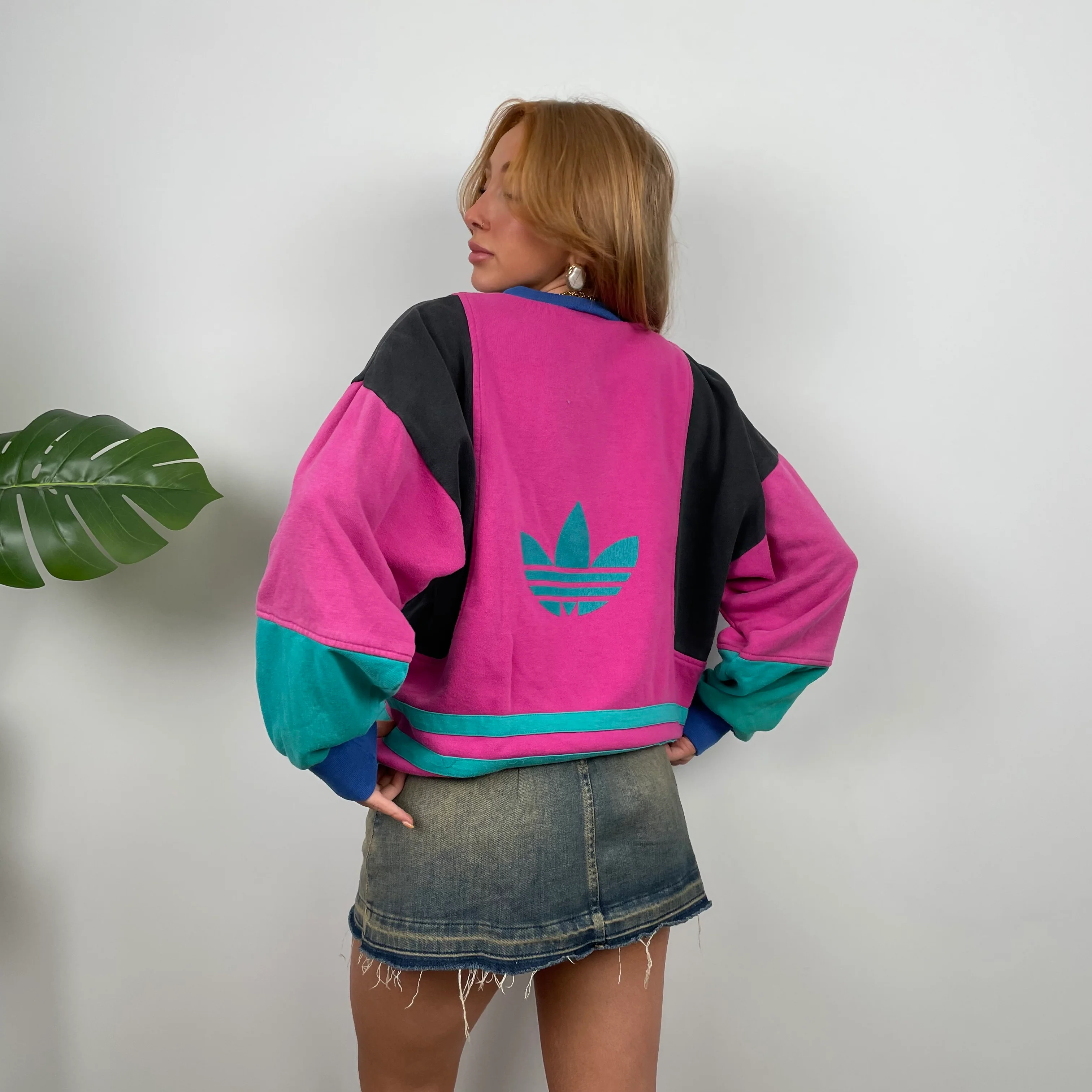 Adidas Pink Colour Block Sweatshirt (M) - Image 3