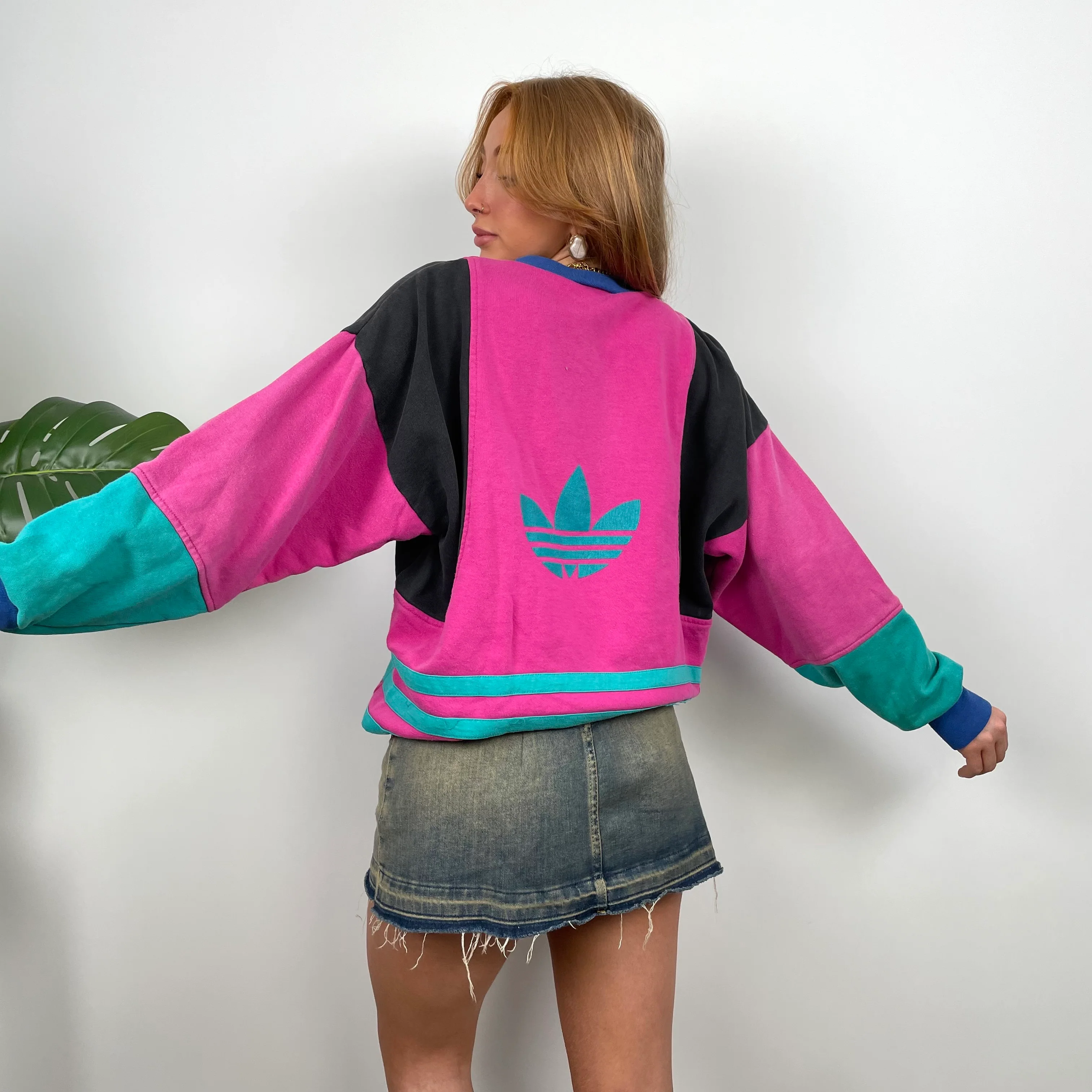 Adidas Pink Colour Block Sweatshirt (M) - Image 4
