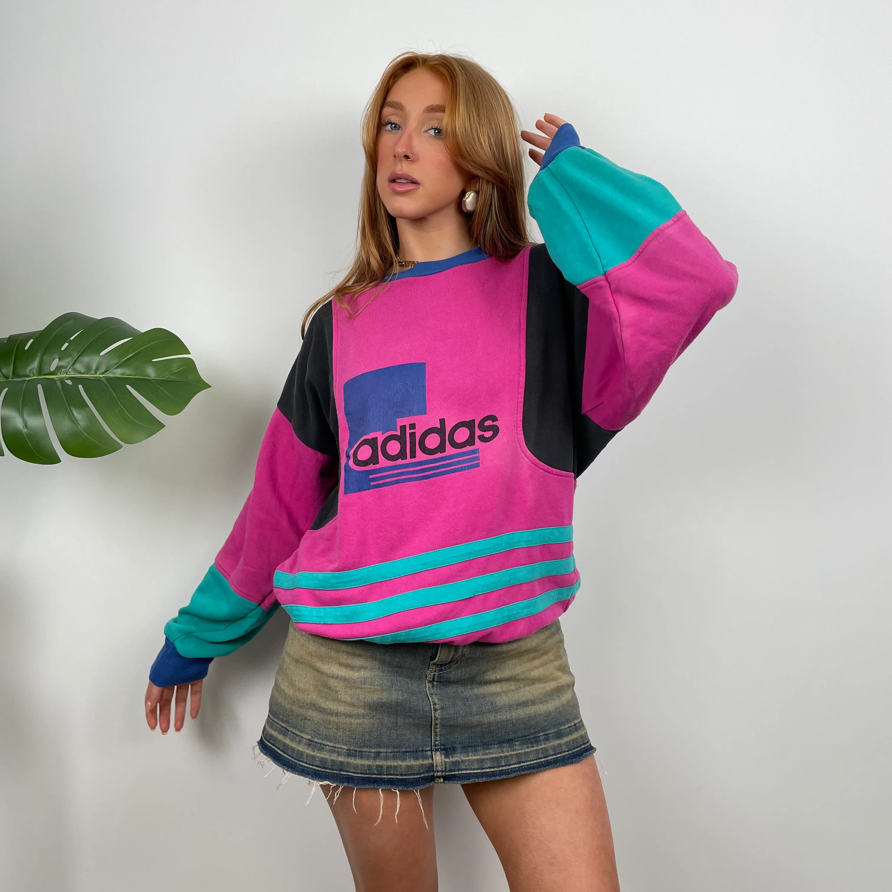 Adidas Pink Colour Block Sweatshirt (M) - Image 5