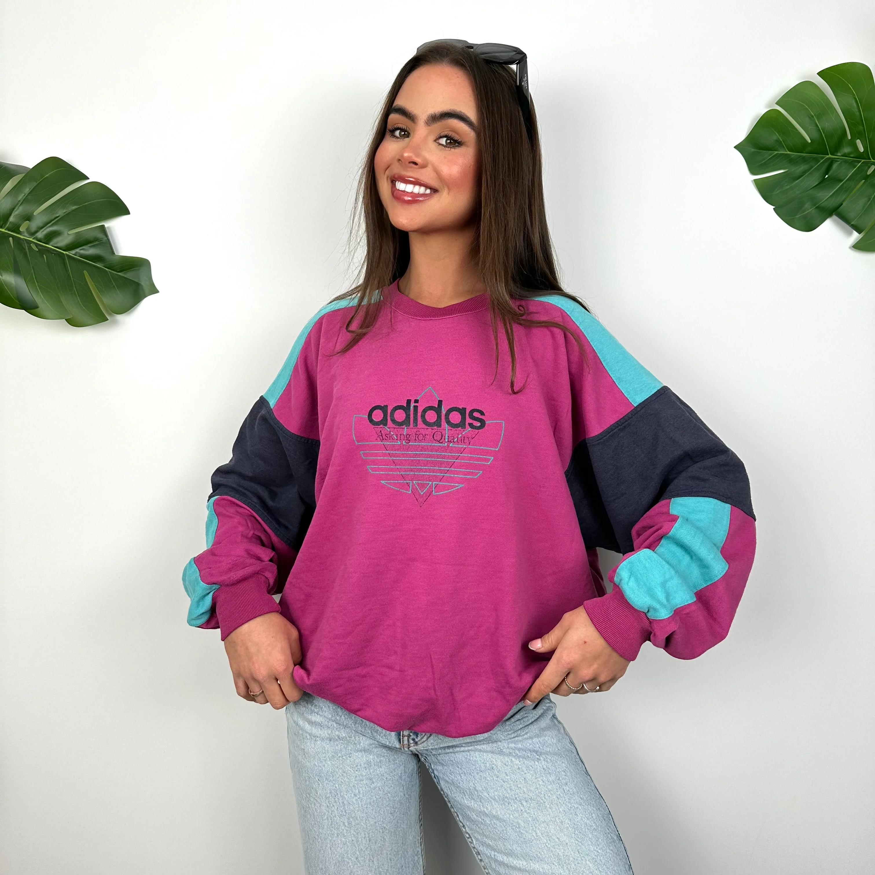 Adidas Pink Spell Out Sweatshirt (M) - Image 4