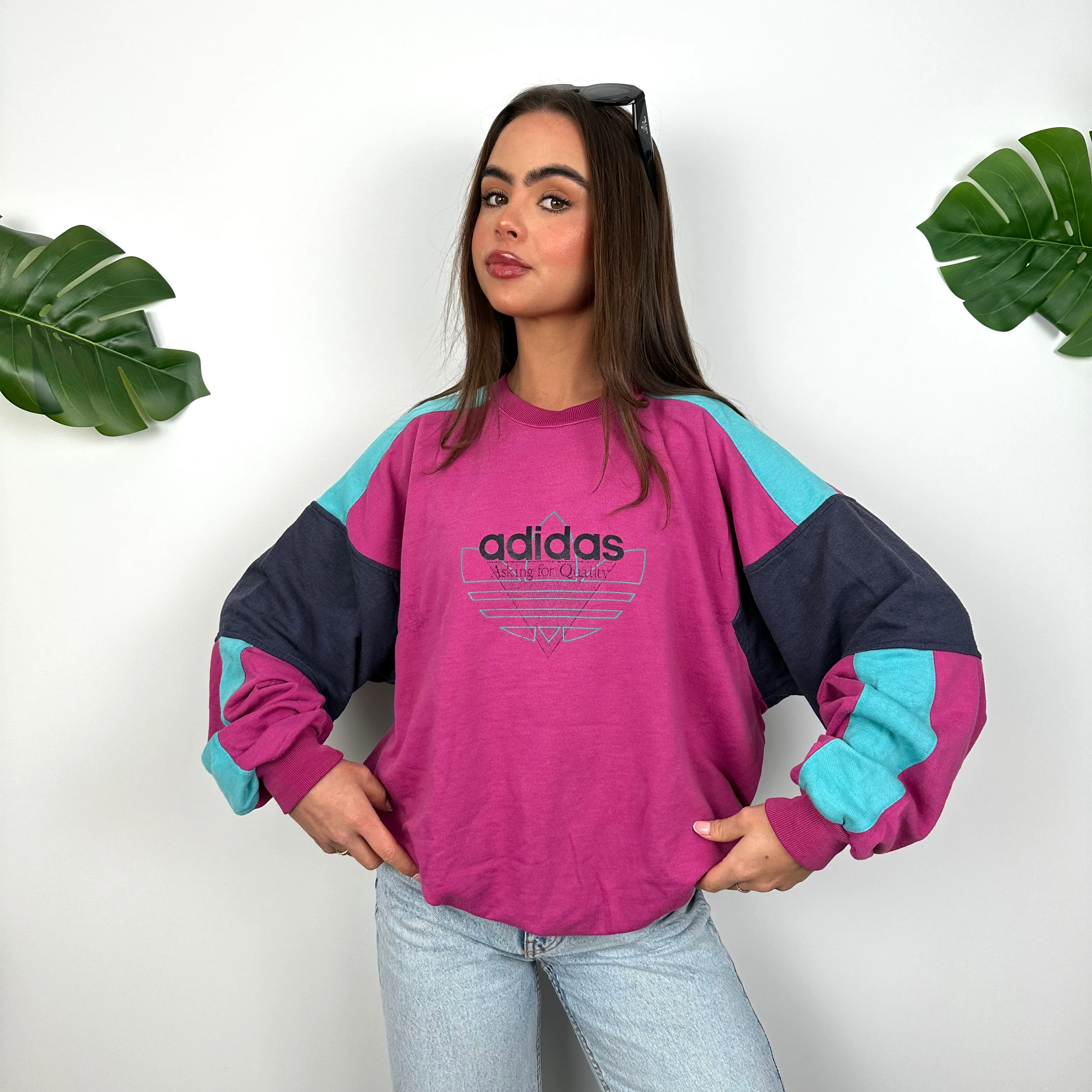 Adidas Pink Spell Out Sweatshirt (M) - Image 5