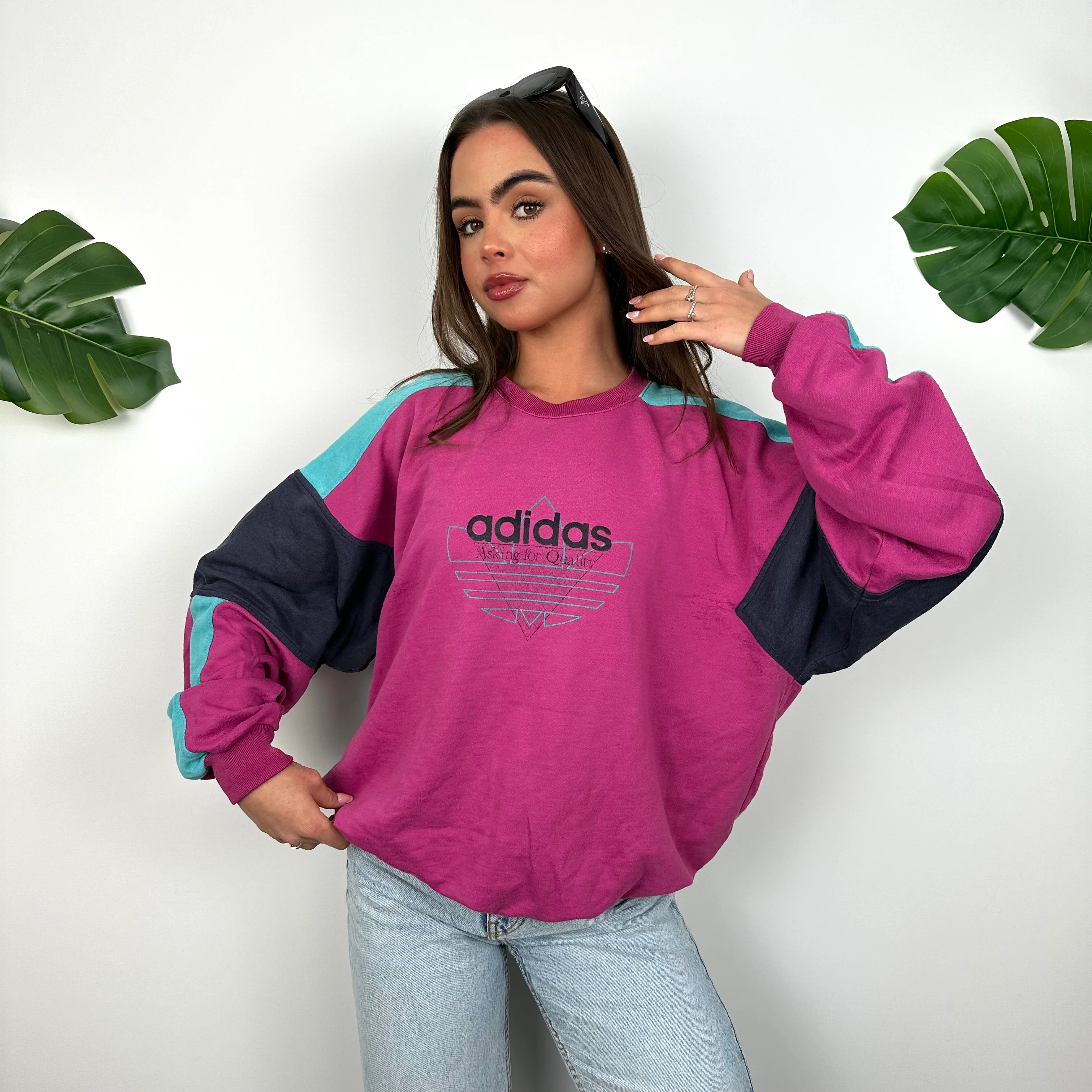 Adidas Pink Spell Out Sweatshirt (M) - Image 6