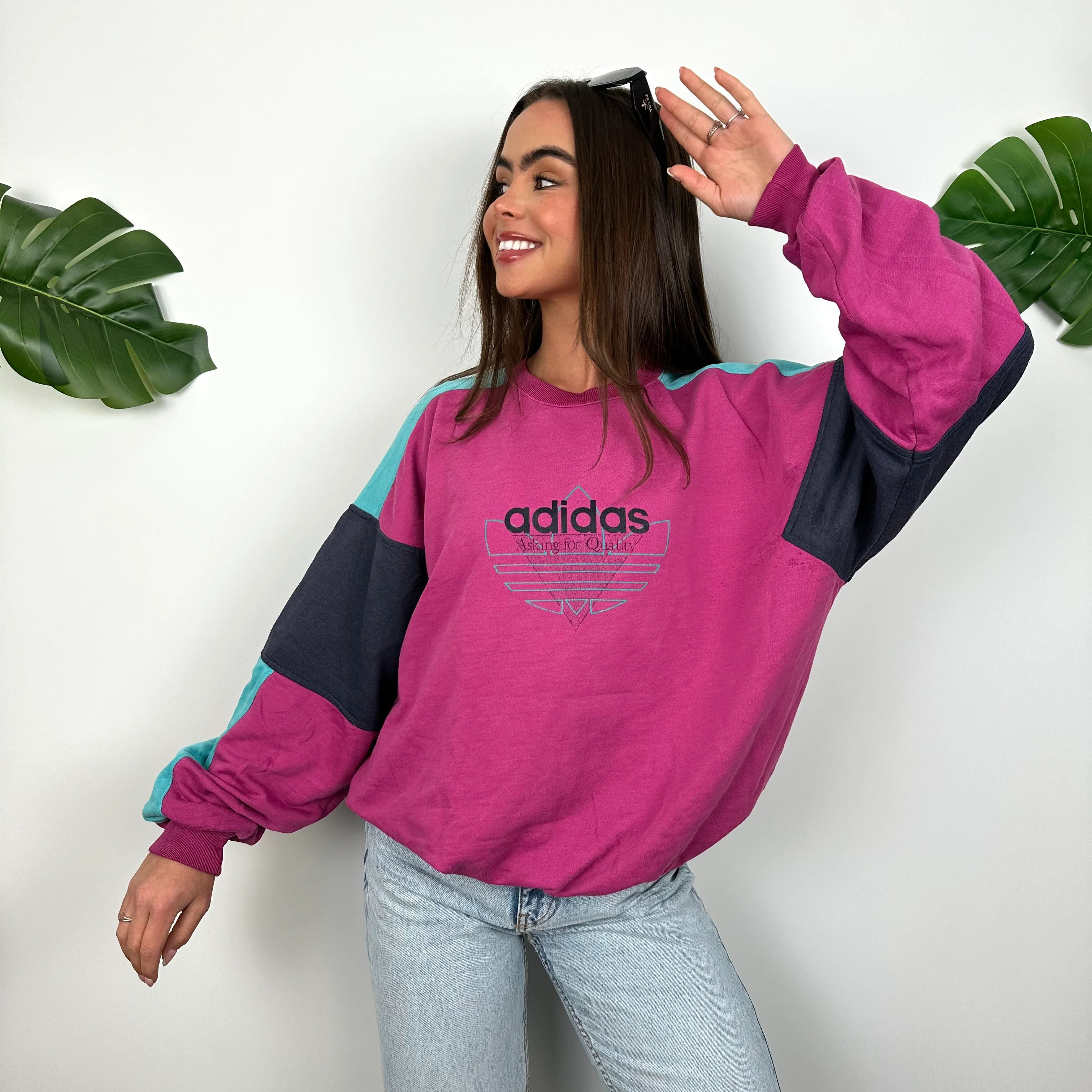 Adidas Pink Spell Out Sweatshirt (M) - Image 8