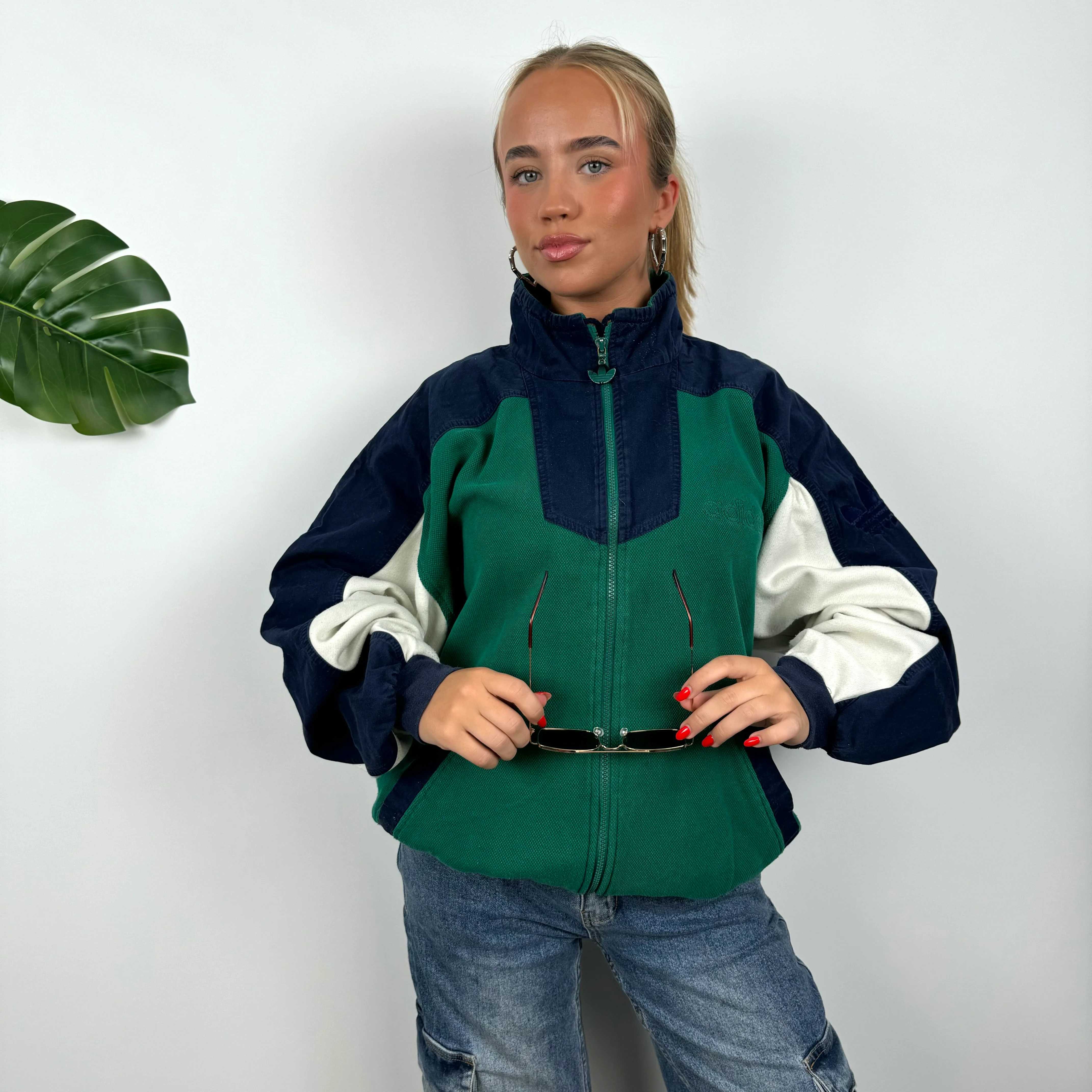 Adidas Purple and Green Zip Up Sweatshirt Style Jacket (M) - Image 4