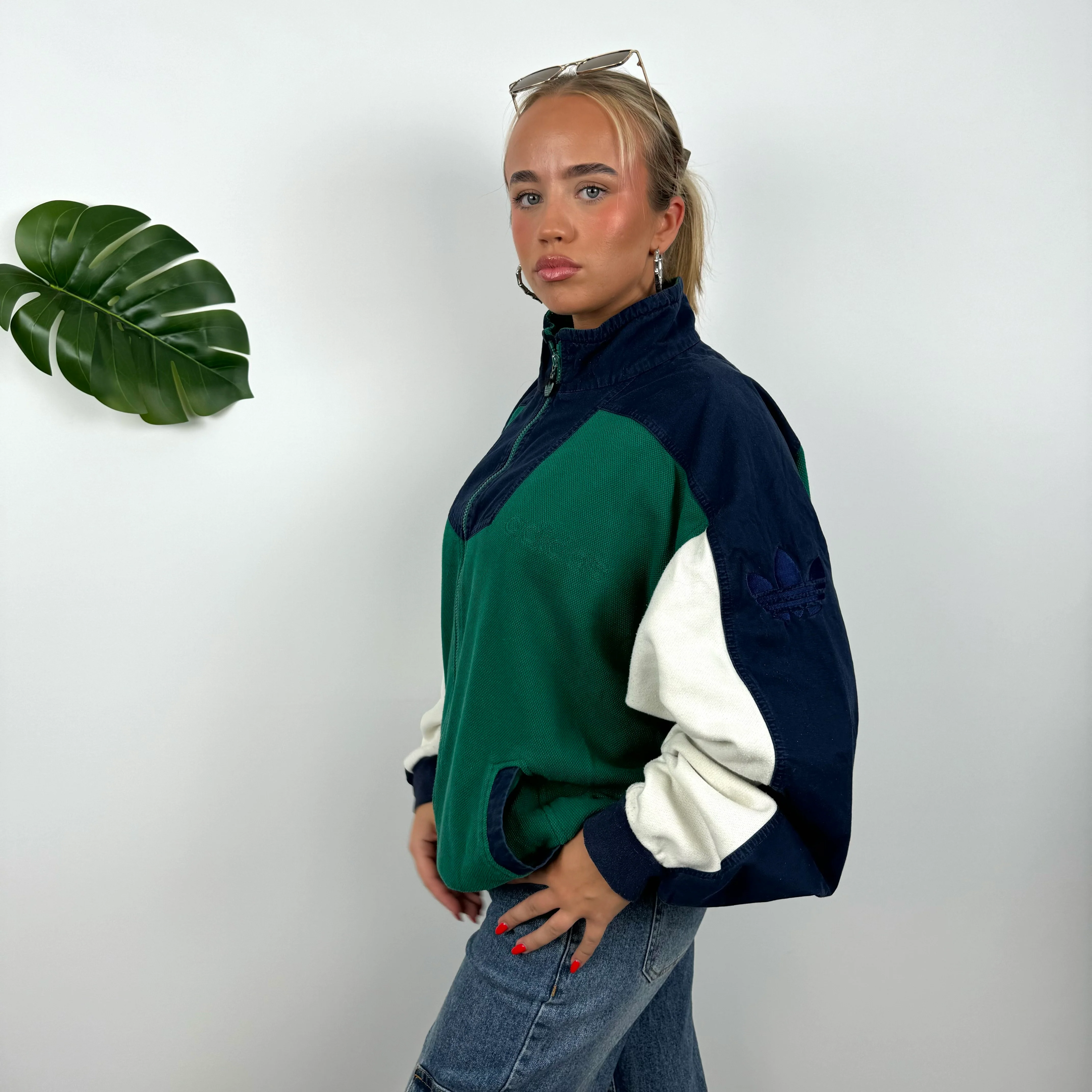 Adidas Purple and Green Zip Up Sweatshirt Style Jacket (M) - Image 5