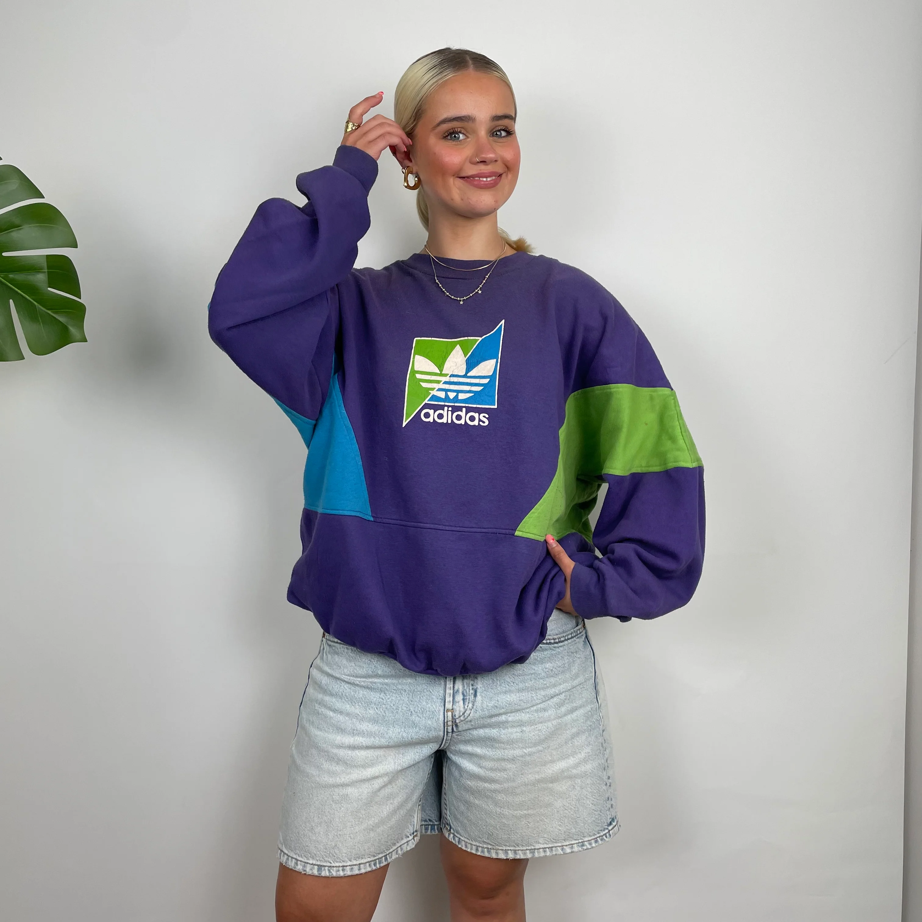 Adidas Purple Colour Block Sweatshirt (M) - Image 5