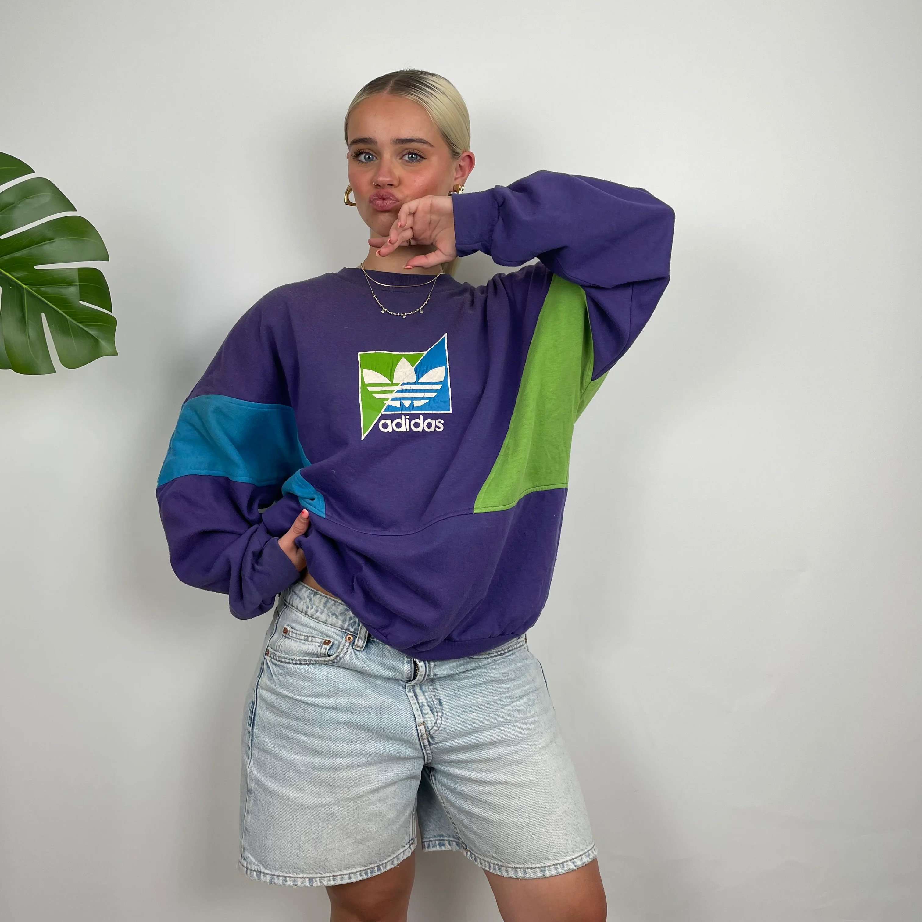 Adidas Purple Colour Block Sweatshirt (M) - Image 6