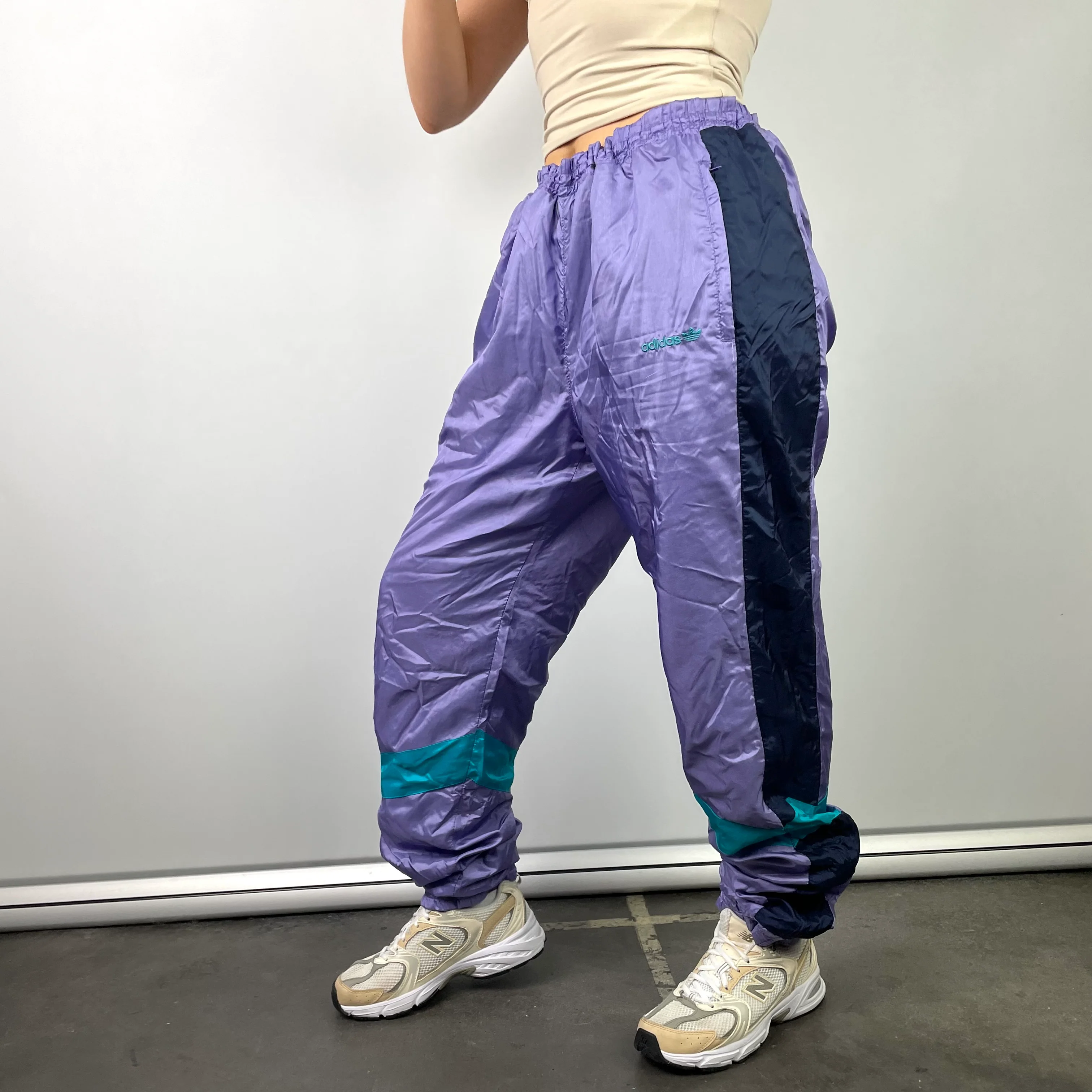 Adidas Purple Embroidered Spell Out Track Pants (L) - Image 5