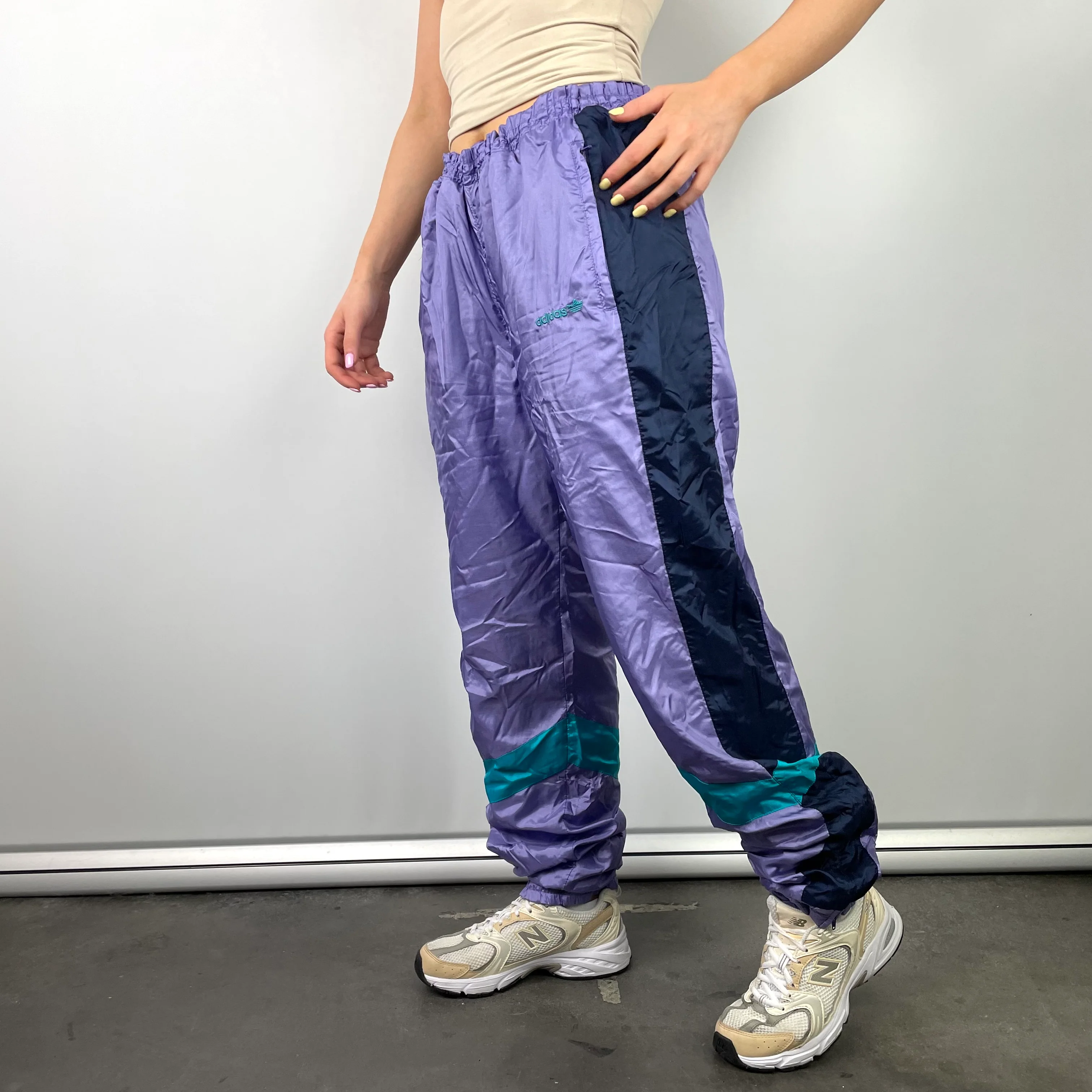 Adidas Purple Embroidered Spell Out Track Pants (L) - Image 7