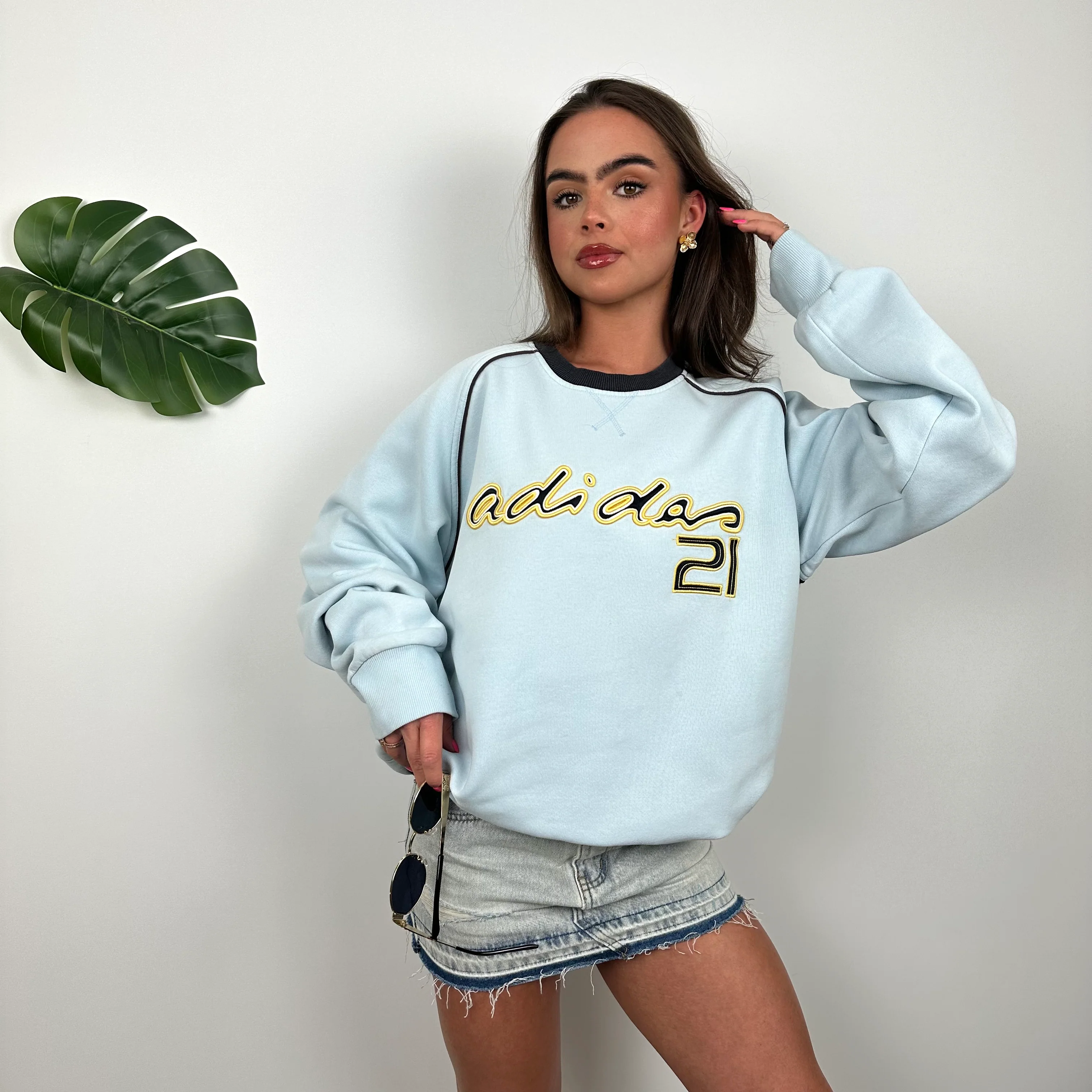 Adidas RARE Baby Blue Embroidered Spell Out Sweatshirt (L) - Image 3