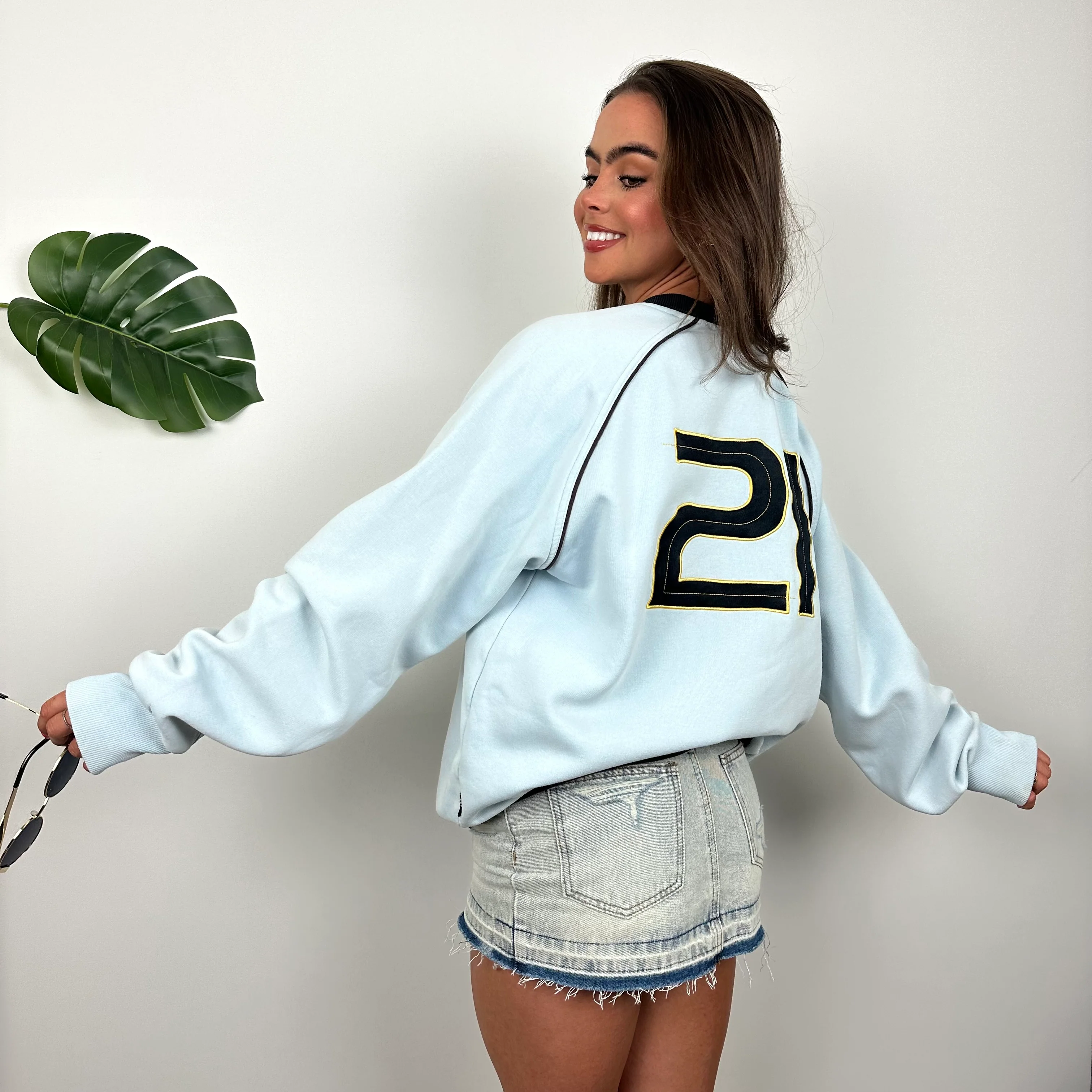 Adidas RARE Baby Blue Embroidered Spell Out Sweatshirt (L) - Image 4