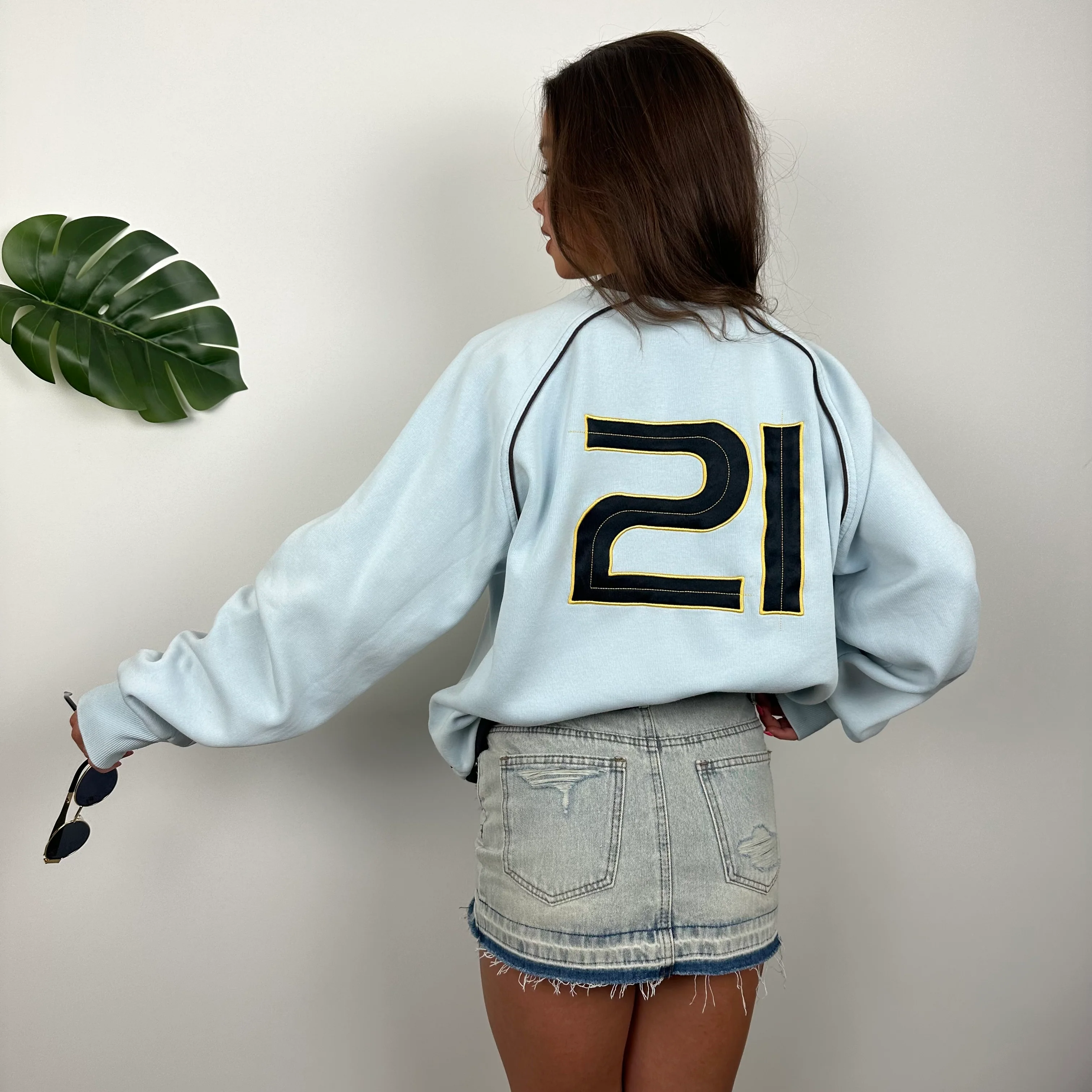 Adidas RARE Baby Blue Embroidered Spell Out Sweatshirt (L) - Image 5