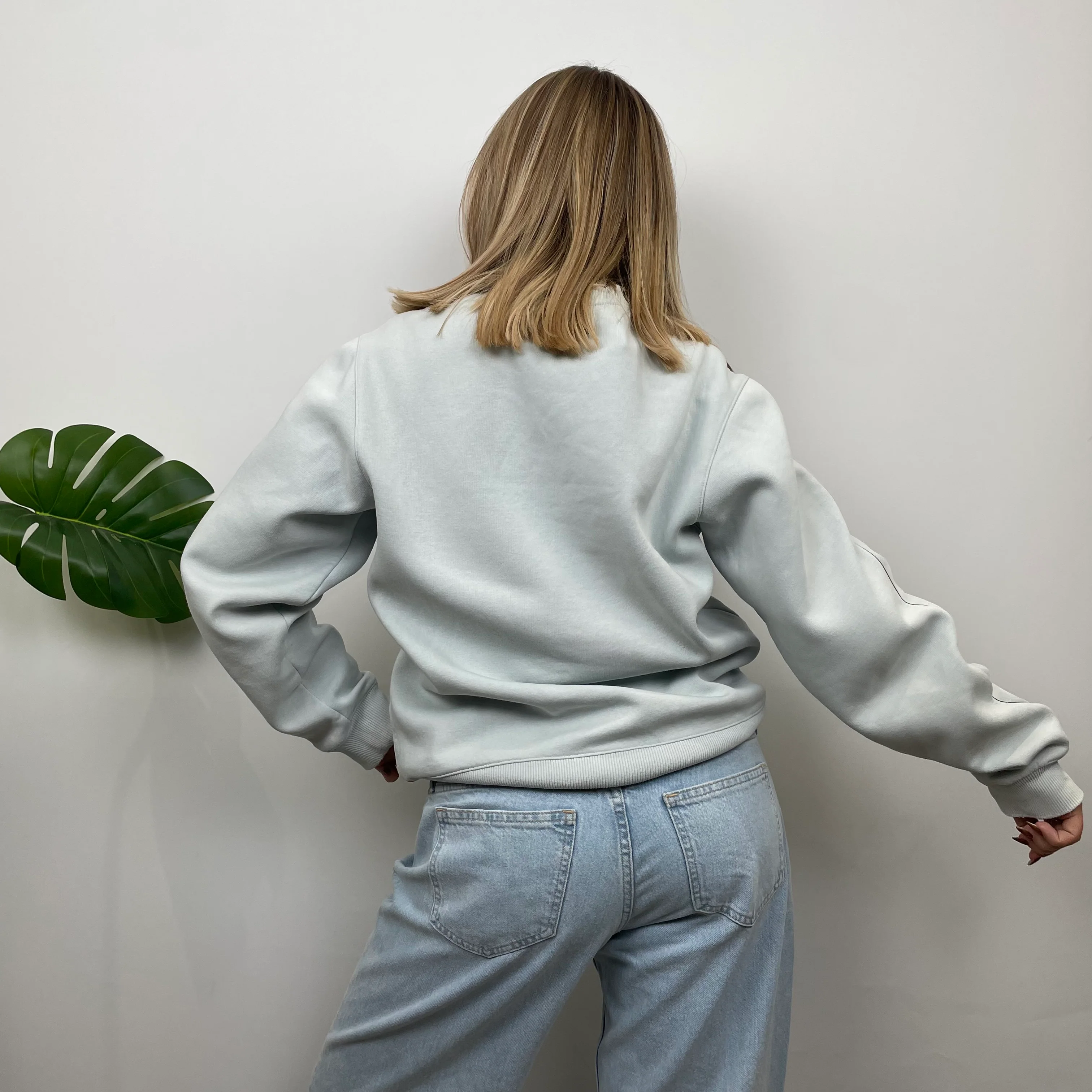 Adidas RARE Baby Blue Embroidered Spell Out Sweatshirt (M) - Image 6