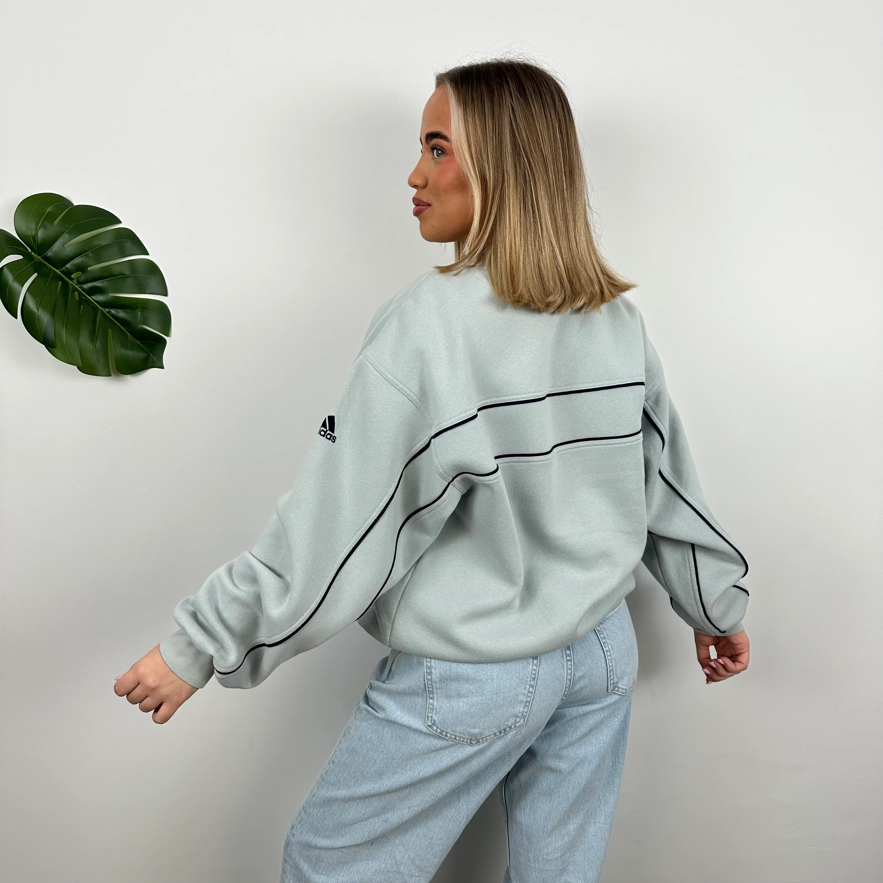Adidas RARE Baby Blue Embroidered Spell Out Sweatshirt (L) - Image 7