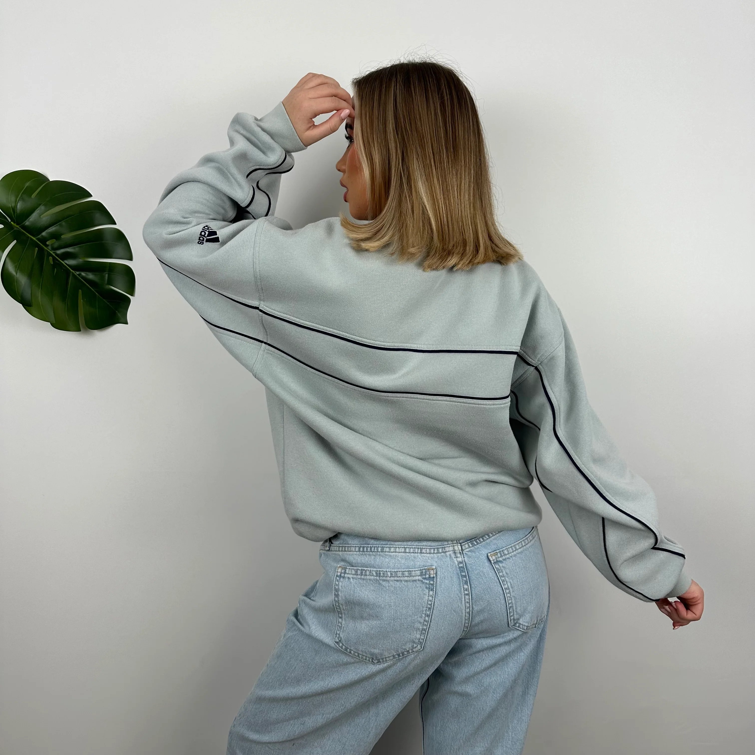 Adidas RARE Baby Blue Embroidered Spell Out Sweatshirt (L) - Image 8