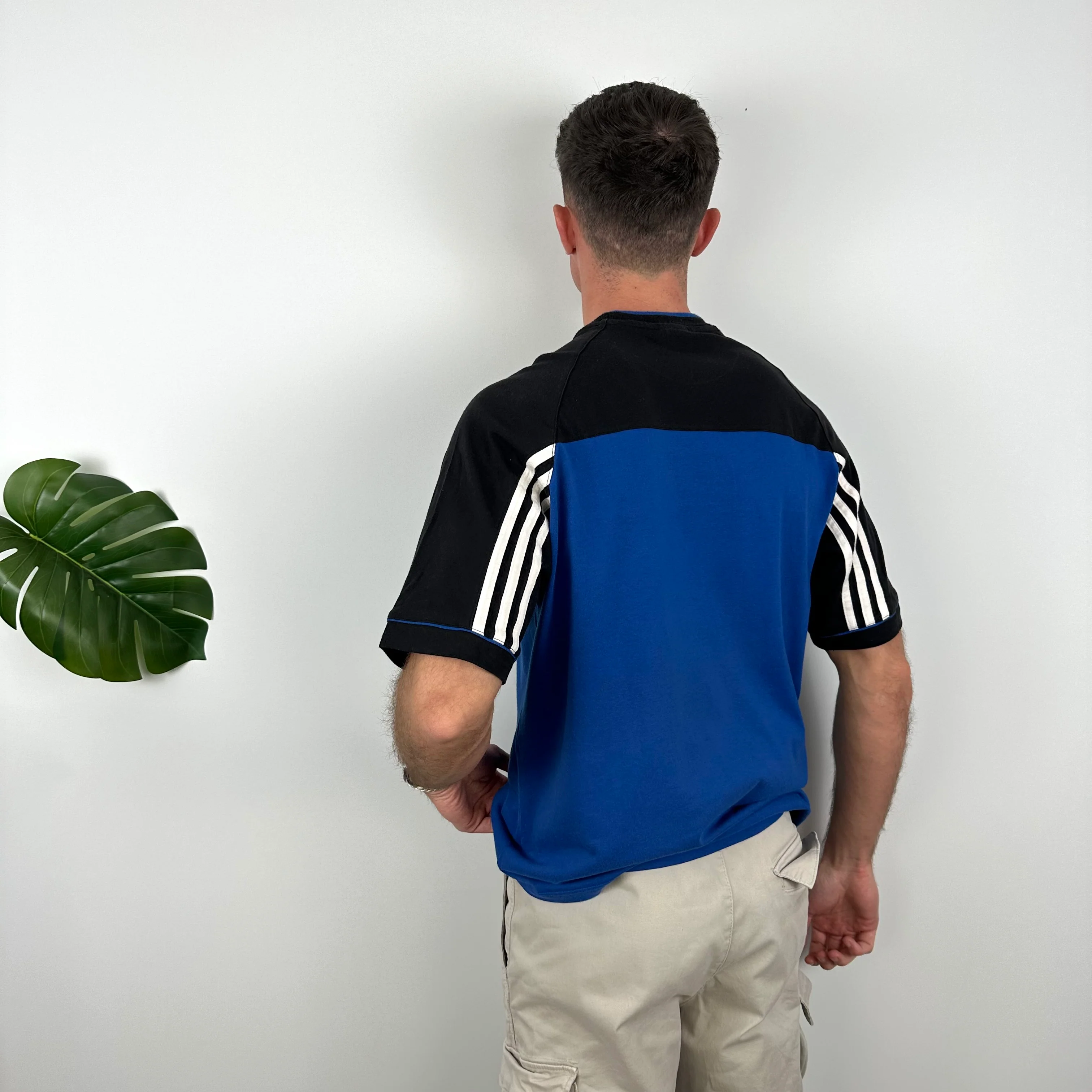 Adidas RARE Black & Blue Embroidered Spell Out T Shirt (L) - Image 7