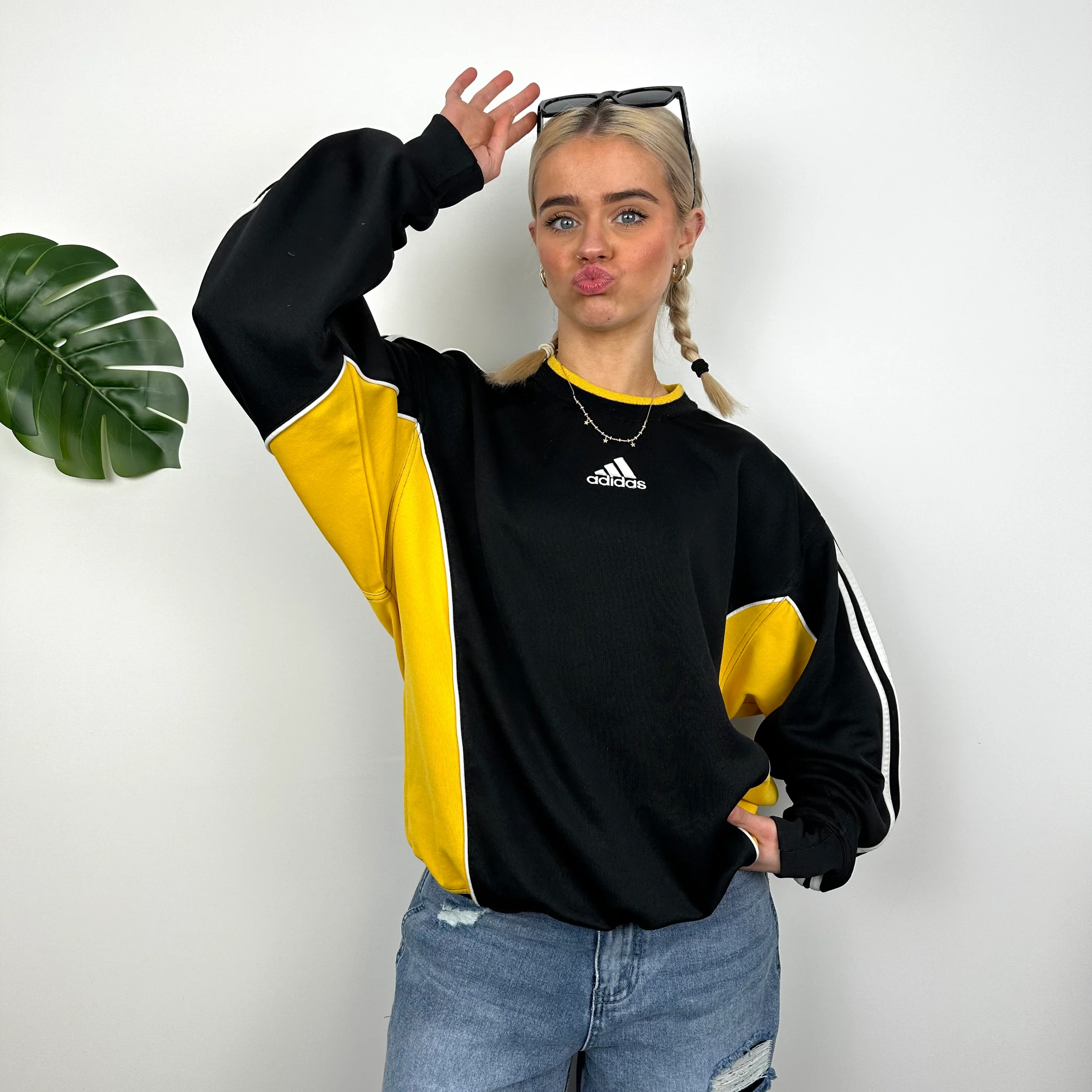 Adidas RARE Black Embroidered Spell Out Sweatshirt (L) - Image 3