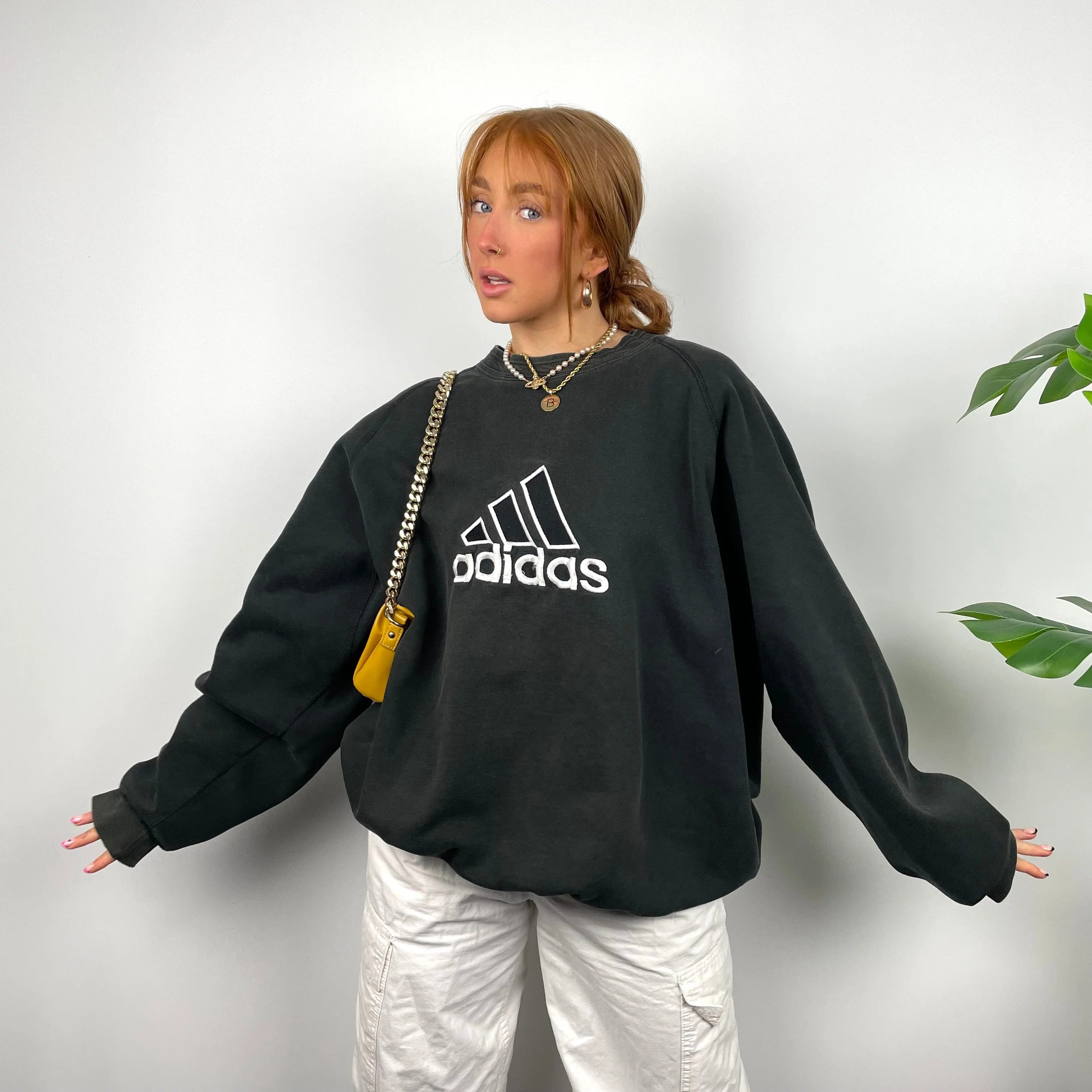 Adidas RARE Black Embroidered Spell Out Sweatshirt (L) - Image 2