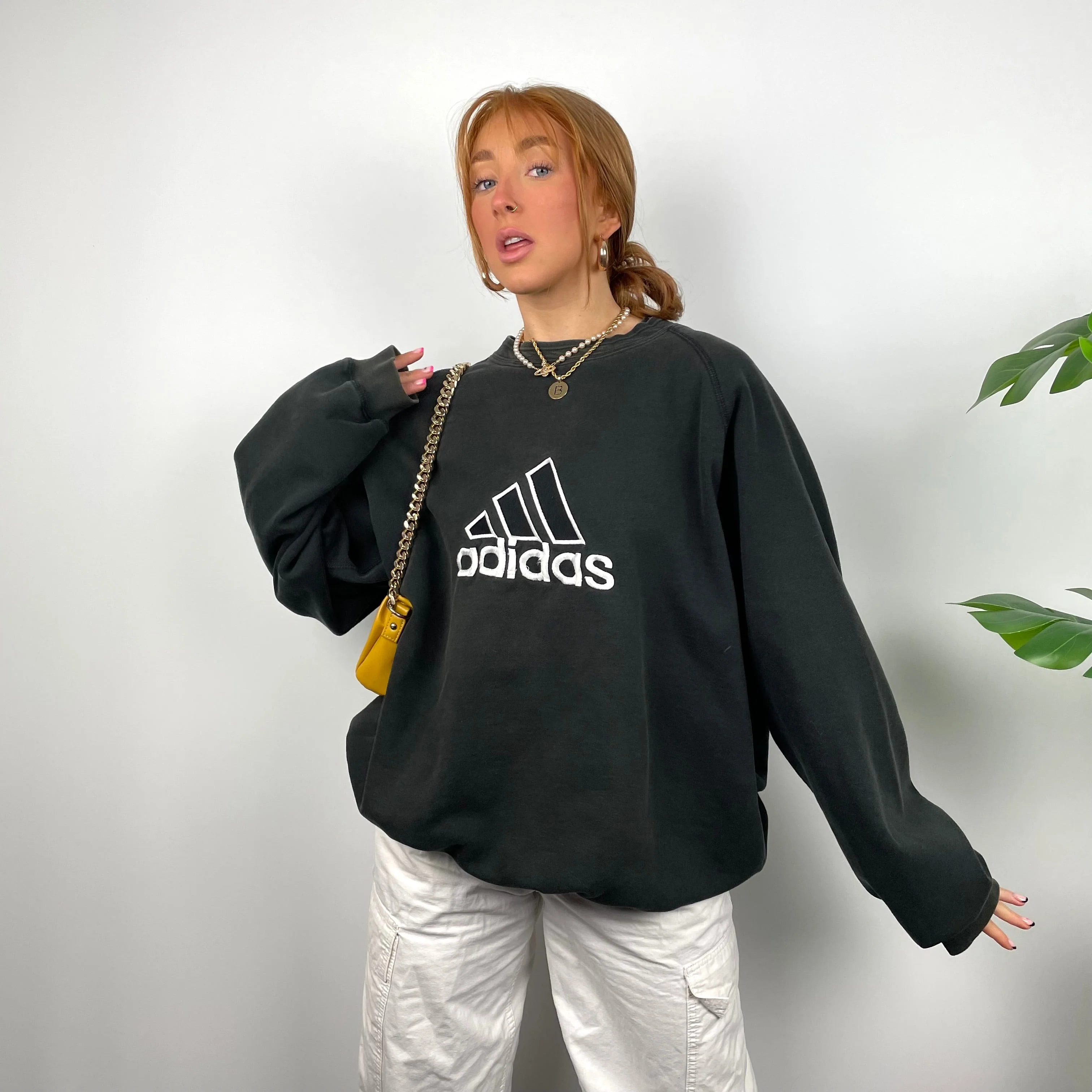 Adidas RARE Black Embroidered Spell Out Sweatshirt (L) - Image 3