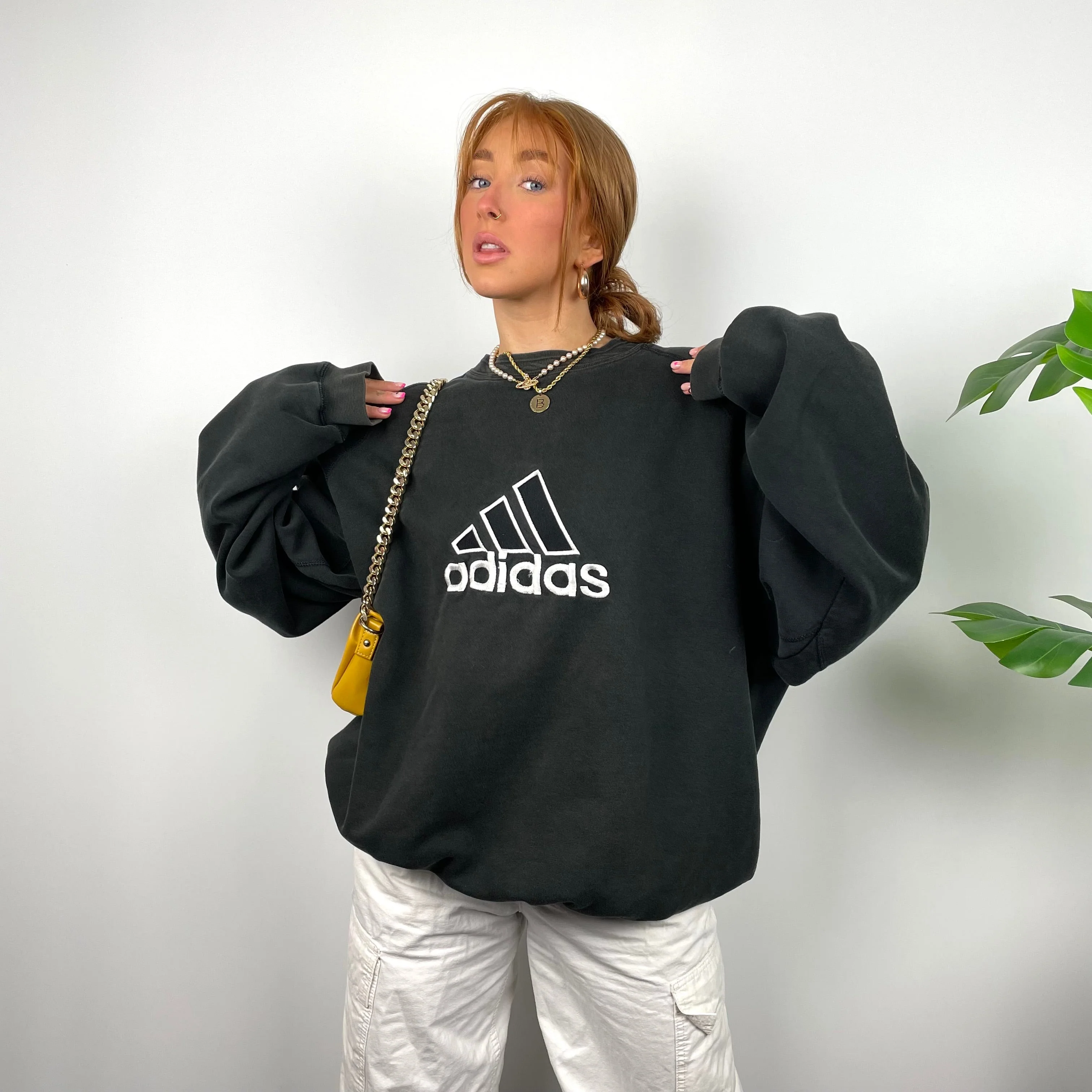 Adidas RARE Black Embroidered Spell Out Sweatshirt (L) - Image 5