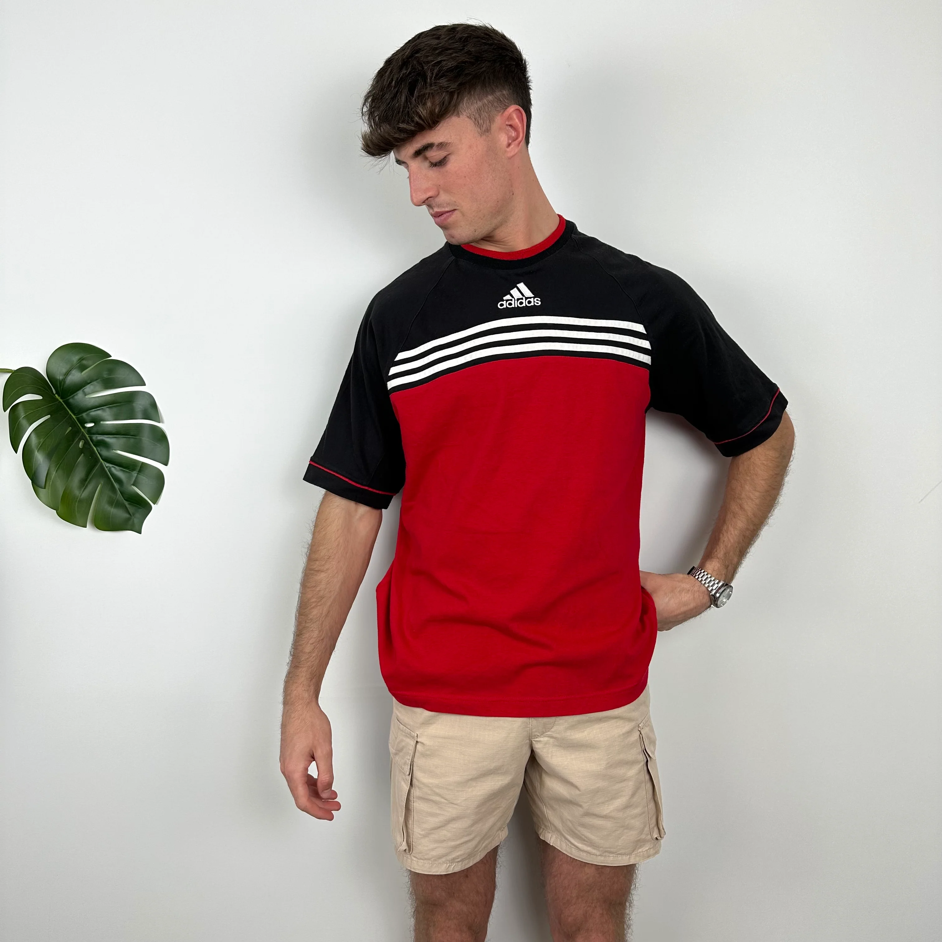 Adidas RARE Black & Red Embroidered Spell Out T Shirt (L) - Image 2