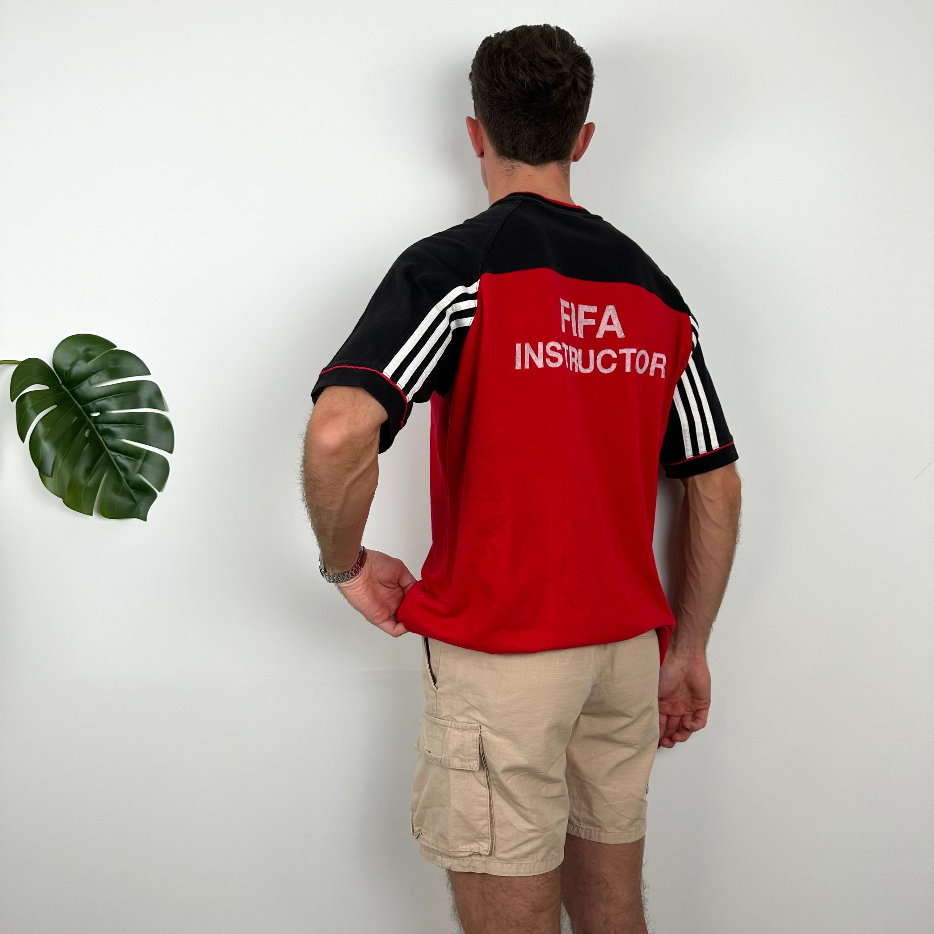 Adidas RARE Black & Red Embroidered Spell Out T Shirt (L) - Image 3