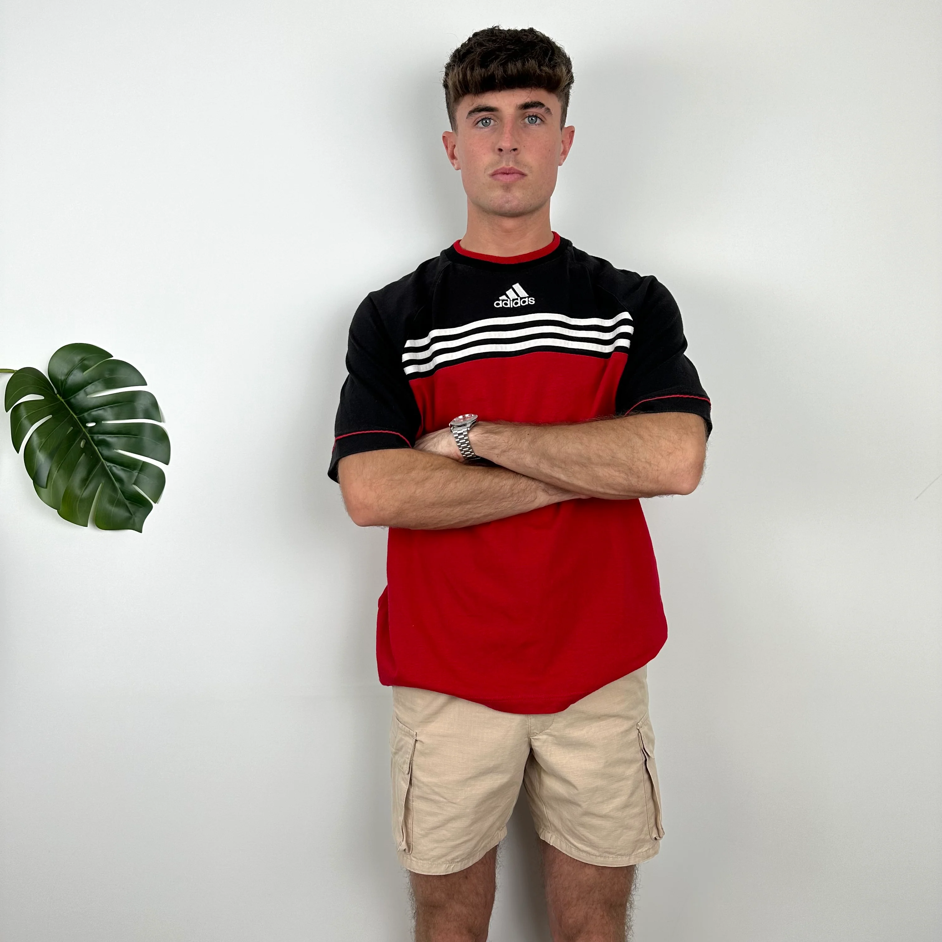 Adidas RARE Black & Red Embroidered Spell Out T Shirt (L) - Image 5