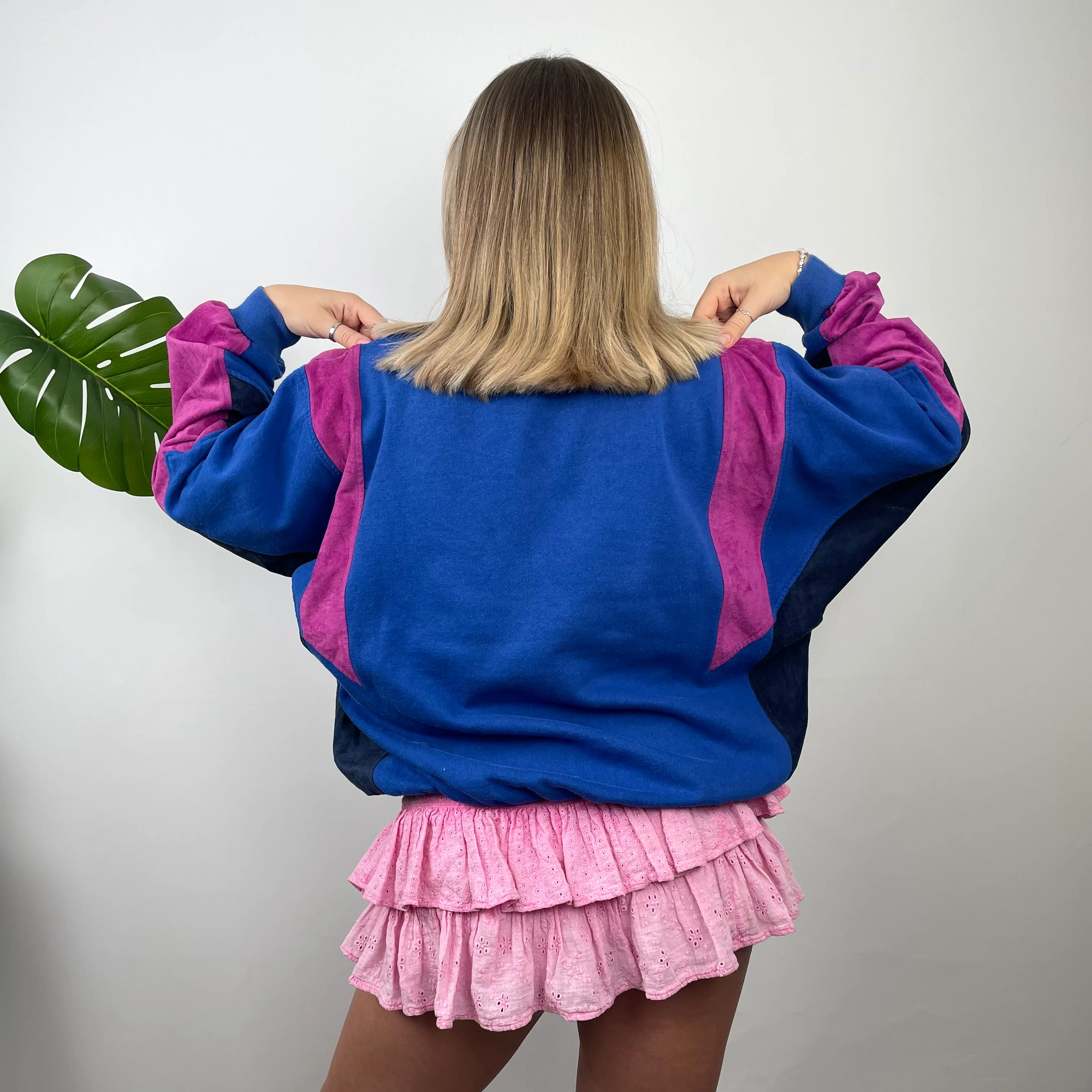 Adidas RARE Blue Colour Block Spell Out Sweatshirt (S) - Image 5