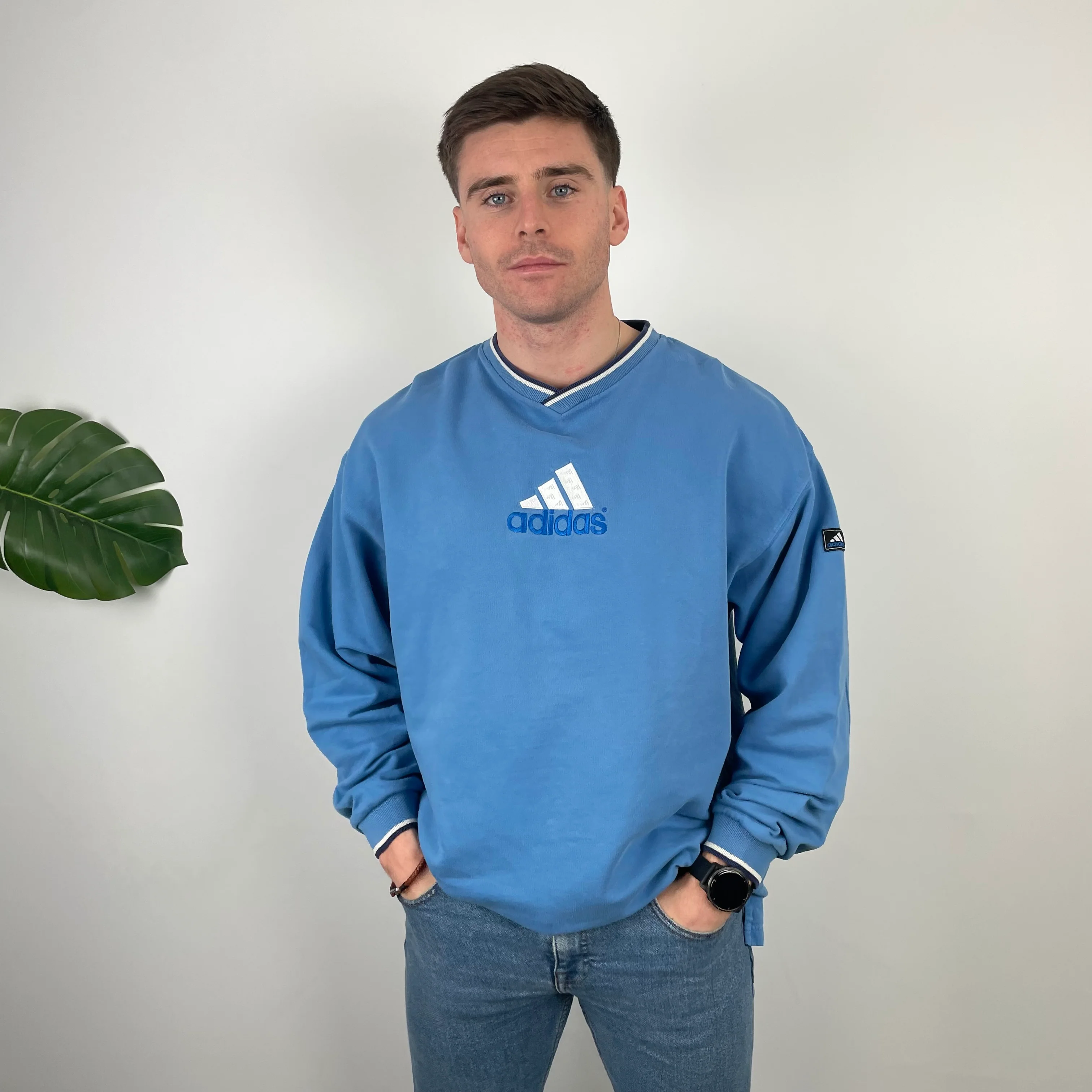 Adidas RARE Blue Embroidered Spell Out Sweatshirt (XL)