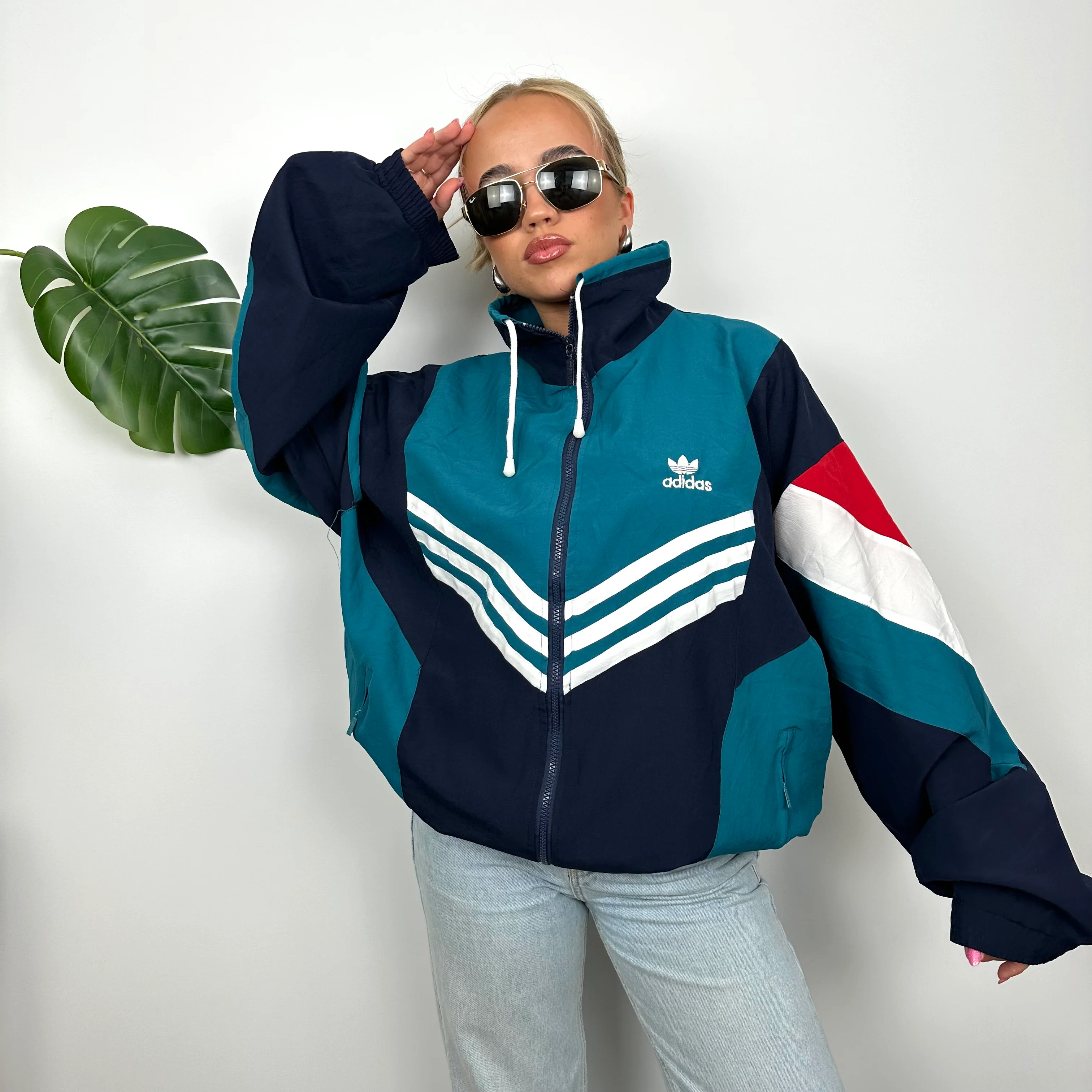 Adidas RARE Colour Block Embroidered Spell Out Windbreaker Jacket (L) - Image 2