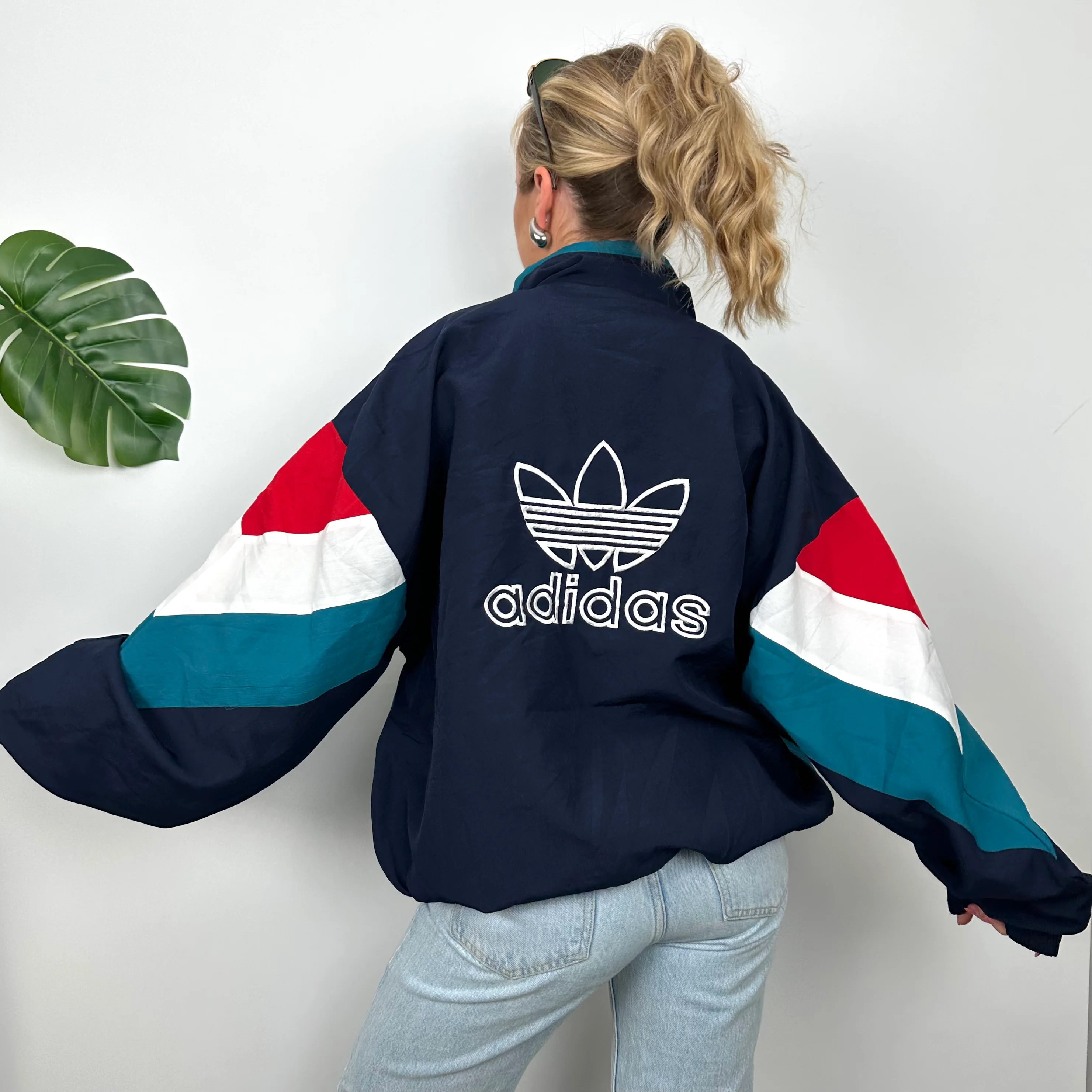 Adidas RARE Colour Block Embroidered Spell Out Windbreaker Jacket (L) - Image 3