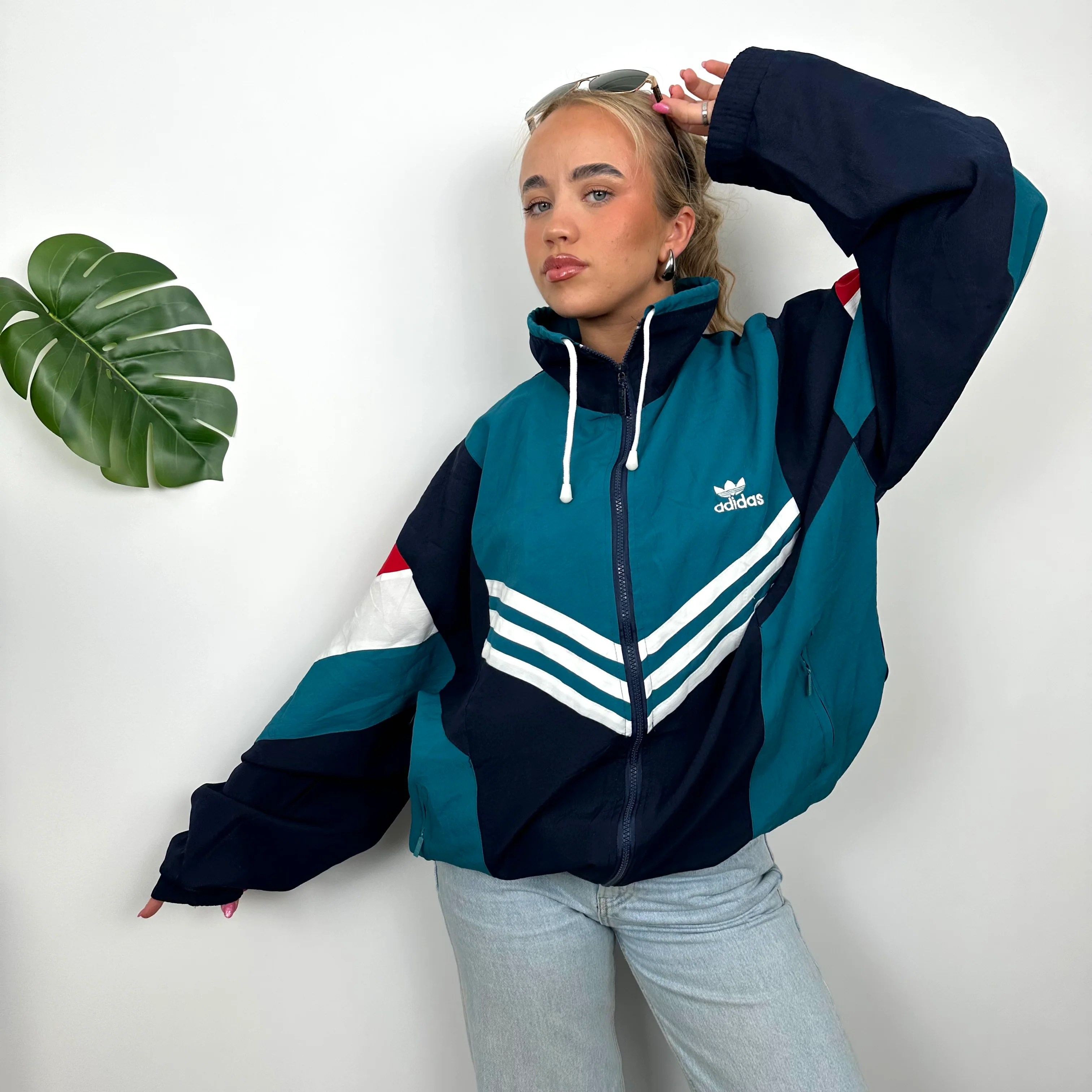 Adidas RARE Colour Block Embroidered Spell Out Windbreaker Jacket (L) - Image 4