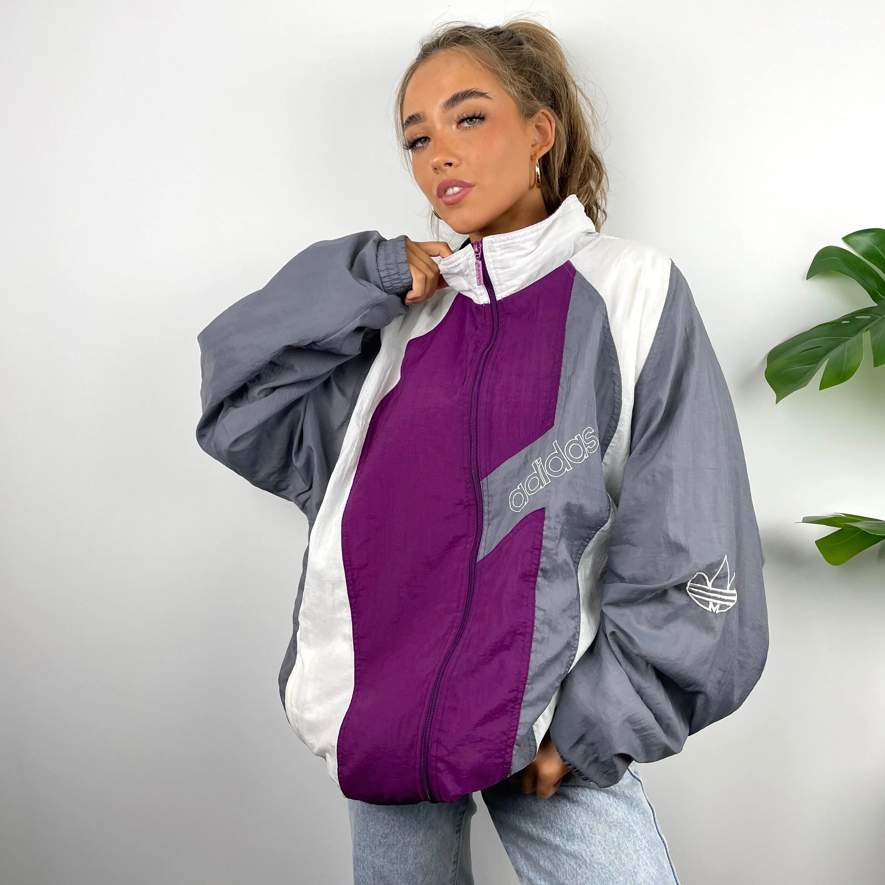 Adidas RARE Colour Block Embroidered Spell Out Windbreaker Jacket (XL)