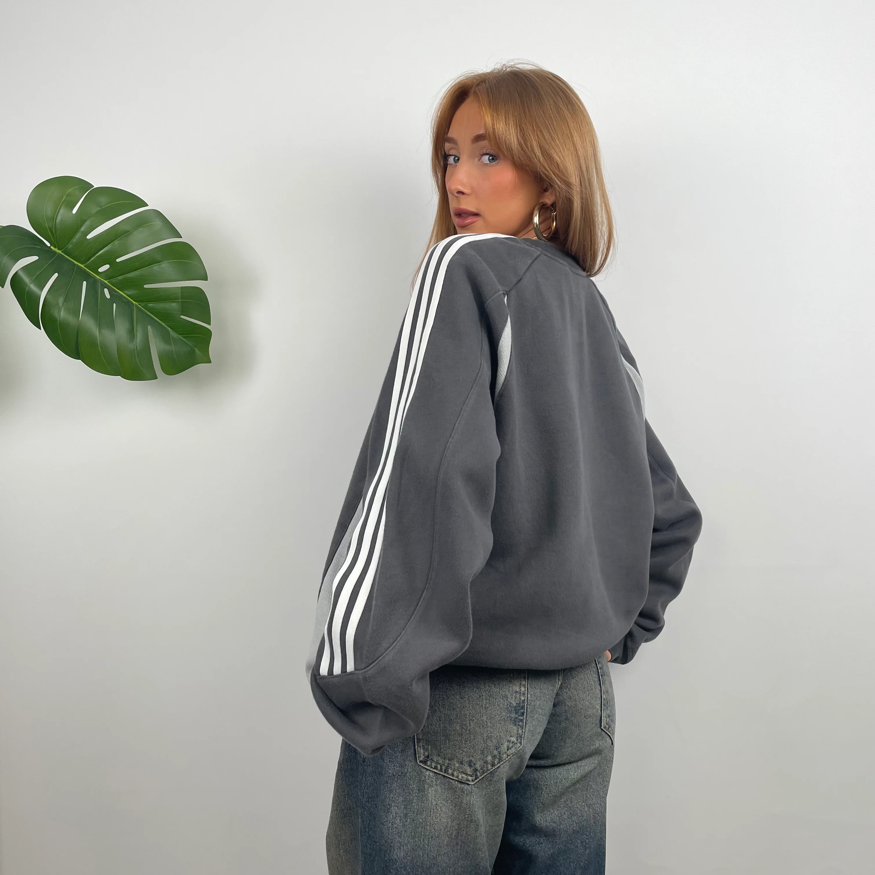 Adidas RARE Dark Grey Embroidered Spell Out Sweatshirt (L) - Image 4