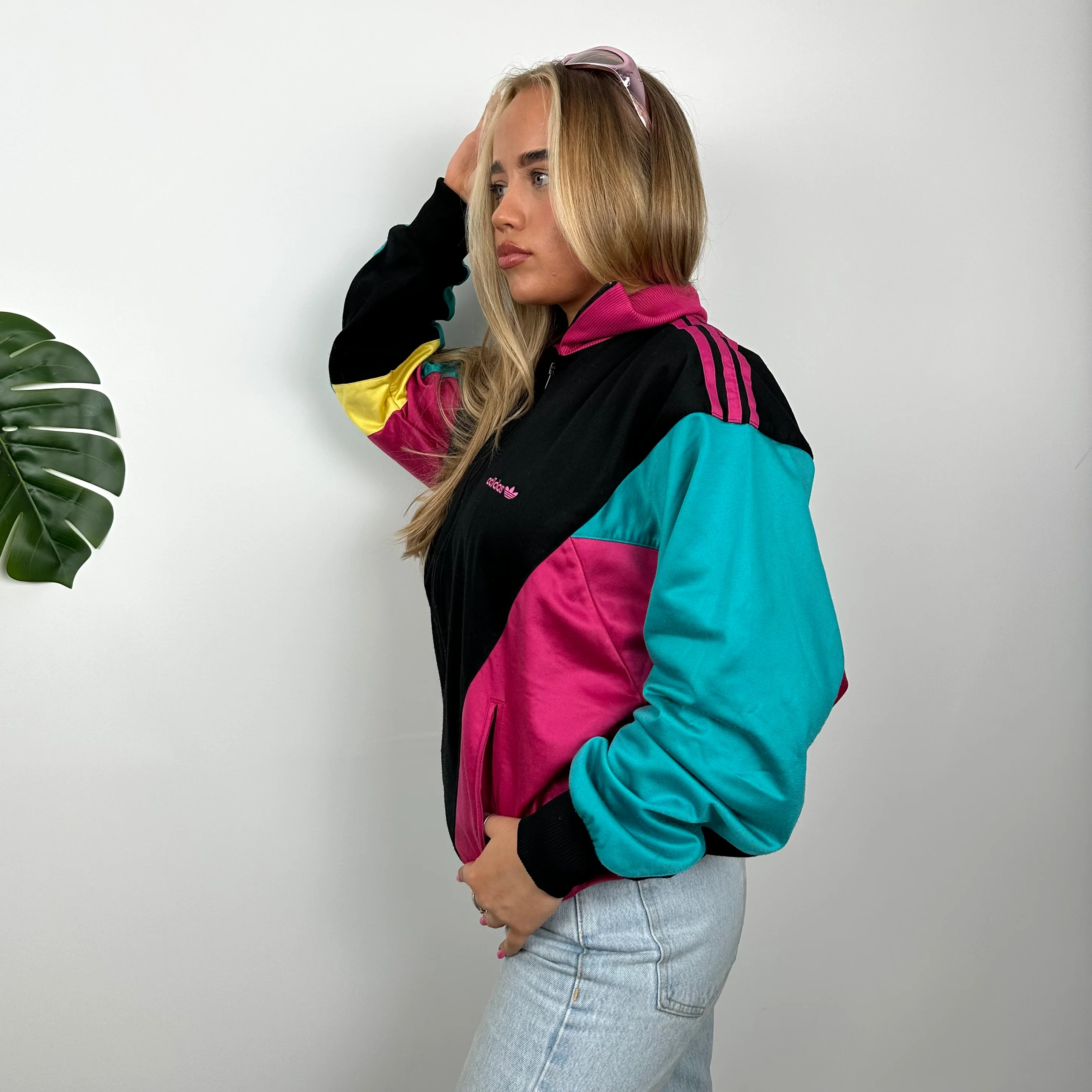 Adidas RARE Embroidered Spell Out Colour Block Zip Up Track Jacket (M) - Image 2