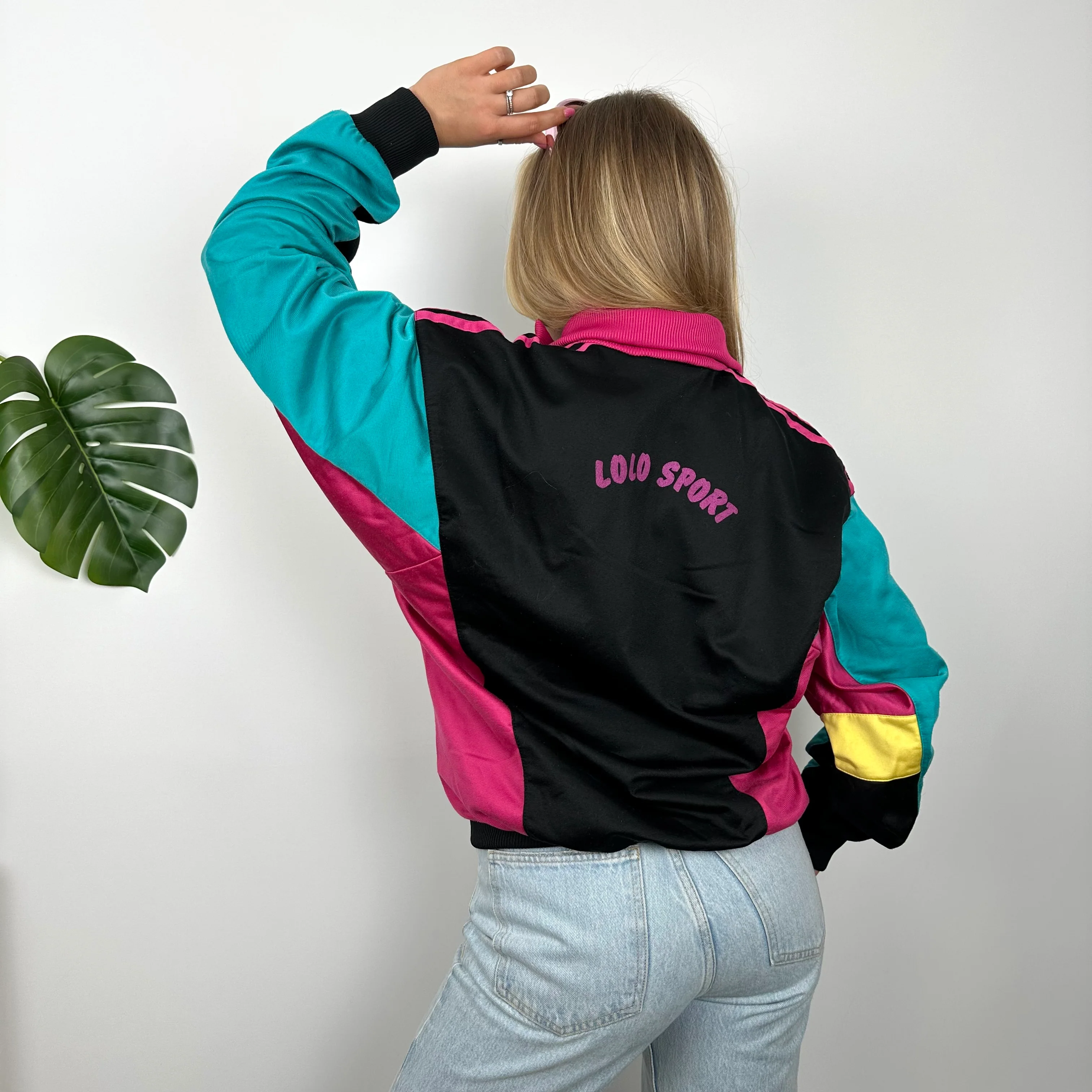 Adidas RARE Embroidered Spell Out Colour Block Zip Up Track Jacket (M) - Image 5