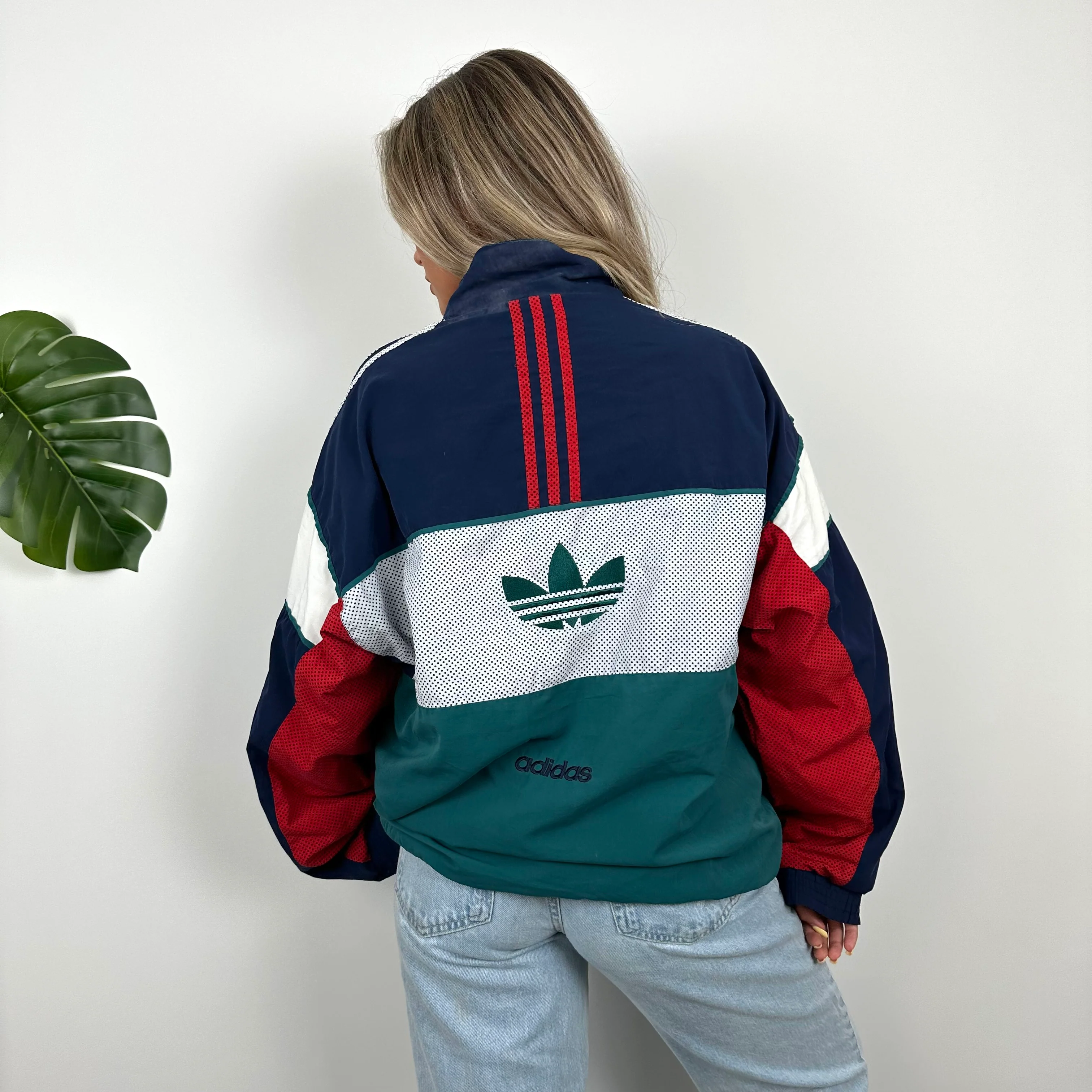 Adidas RARE Embroidered Spell Out Colour Block Zip Up Windbreaker Jacket (M) - Image 2