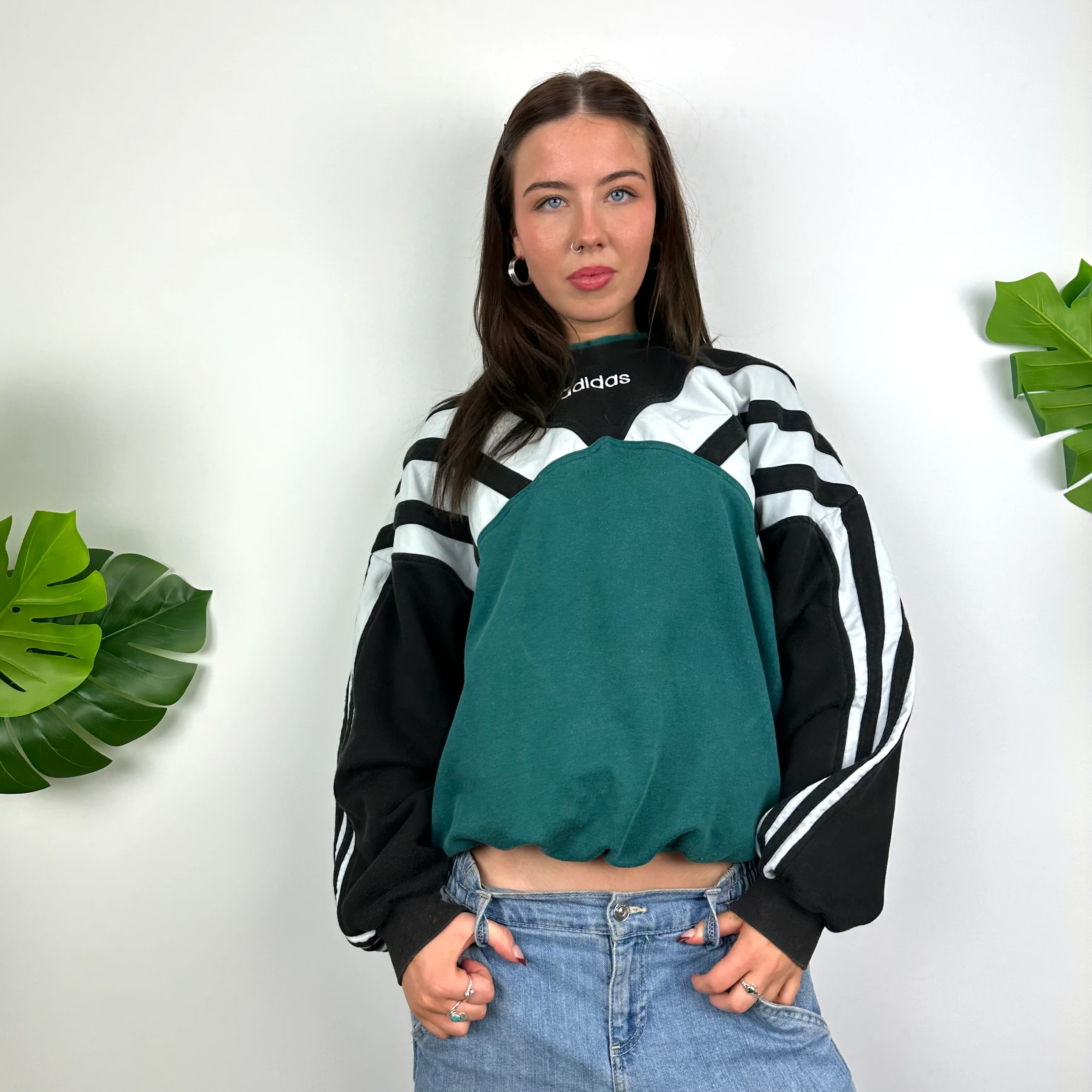 Adidas RARE Green Embroidered Spell Out Sweatshirt (M) - Image 6