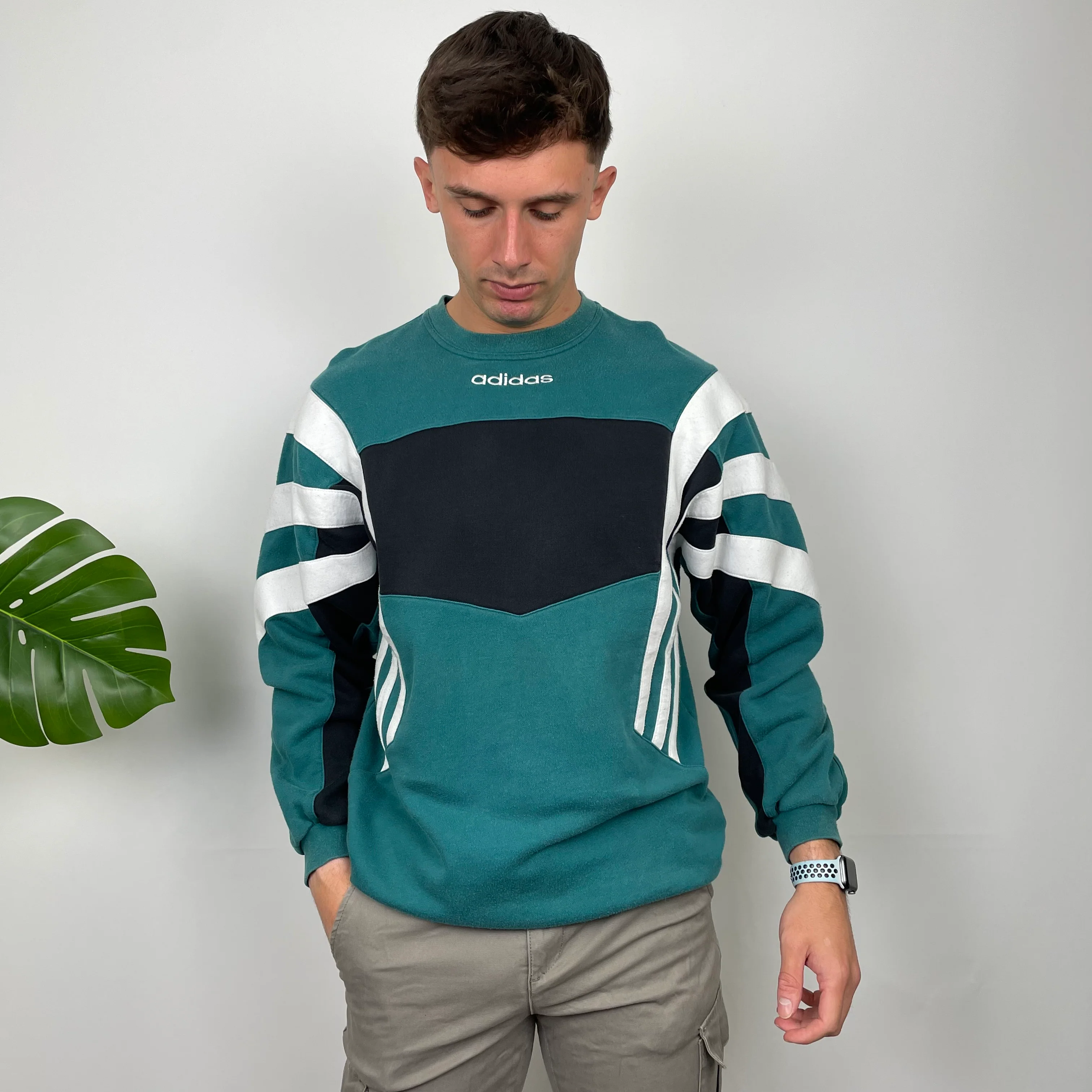 Adidas RARE Green Embroidered Spell Out Sweatshirt (L) - Image 6