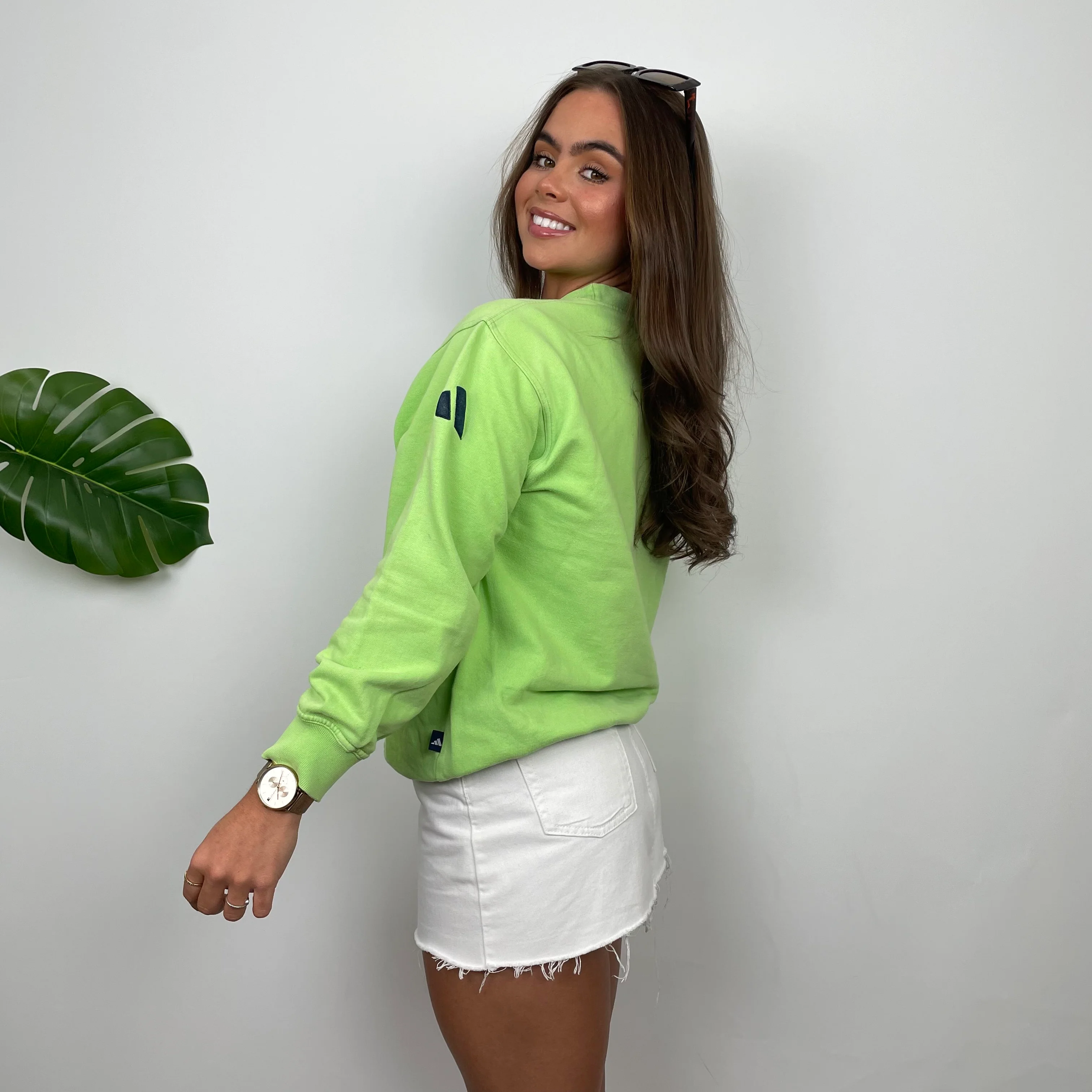 Adidas RARE Green Embroidered Spell Out Sweatshirt (S) - Image 6