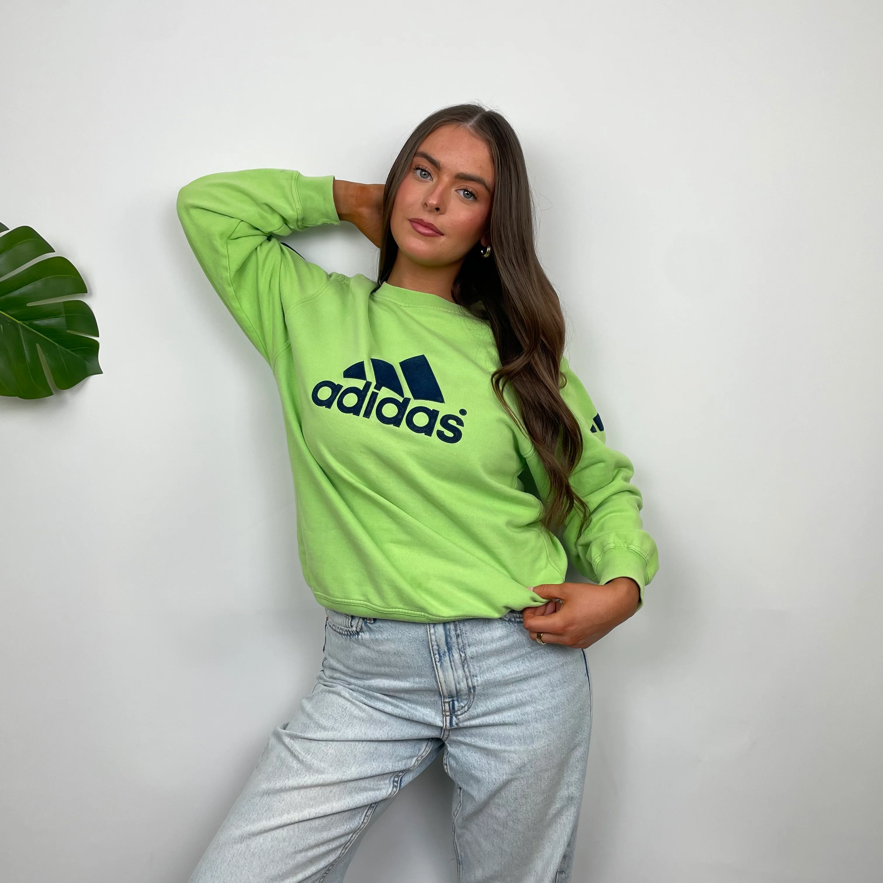 Adidas RARE Green Embroidered Spell Out Sweatshirt (S) - Image 6