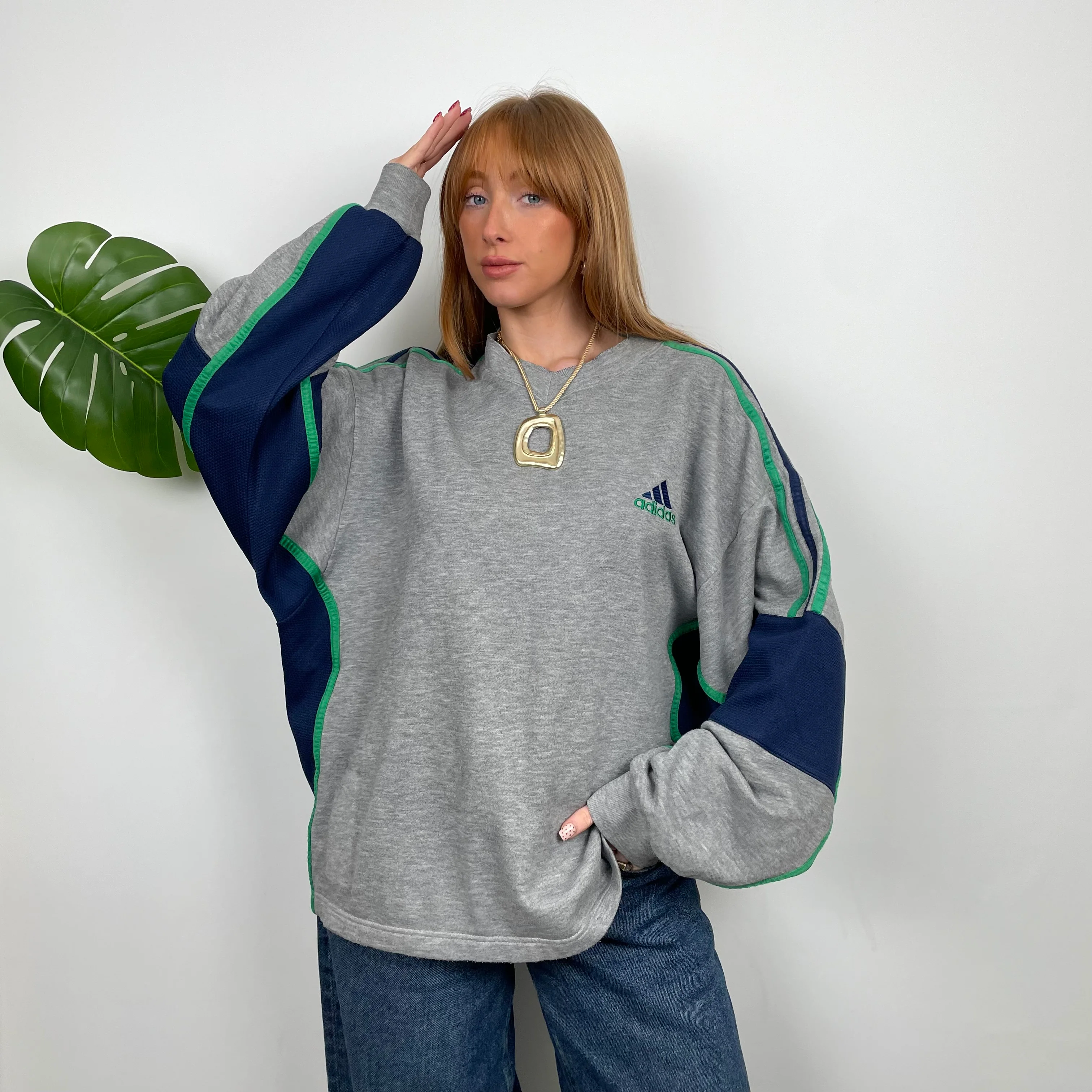 Adidas RARE Grey Embroidered Spell Out Sweatshirt (M)
