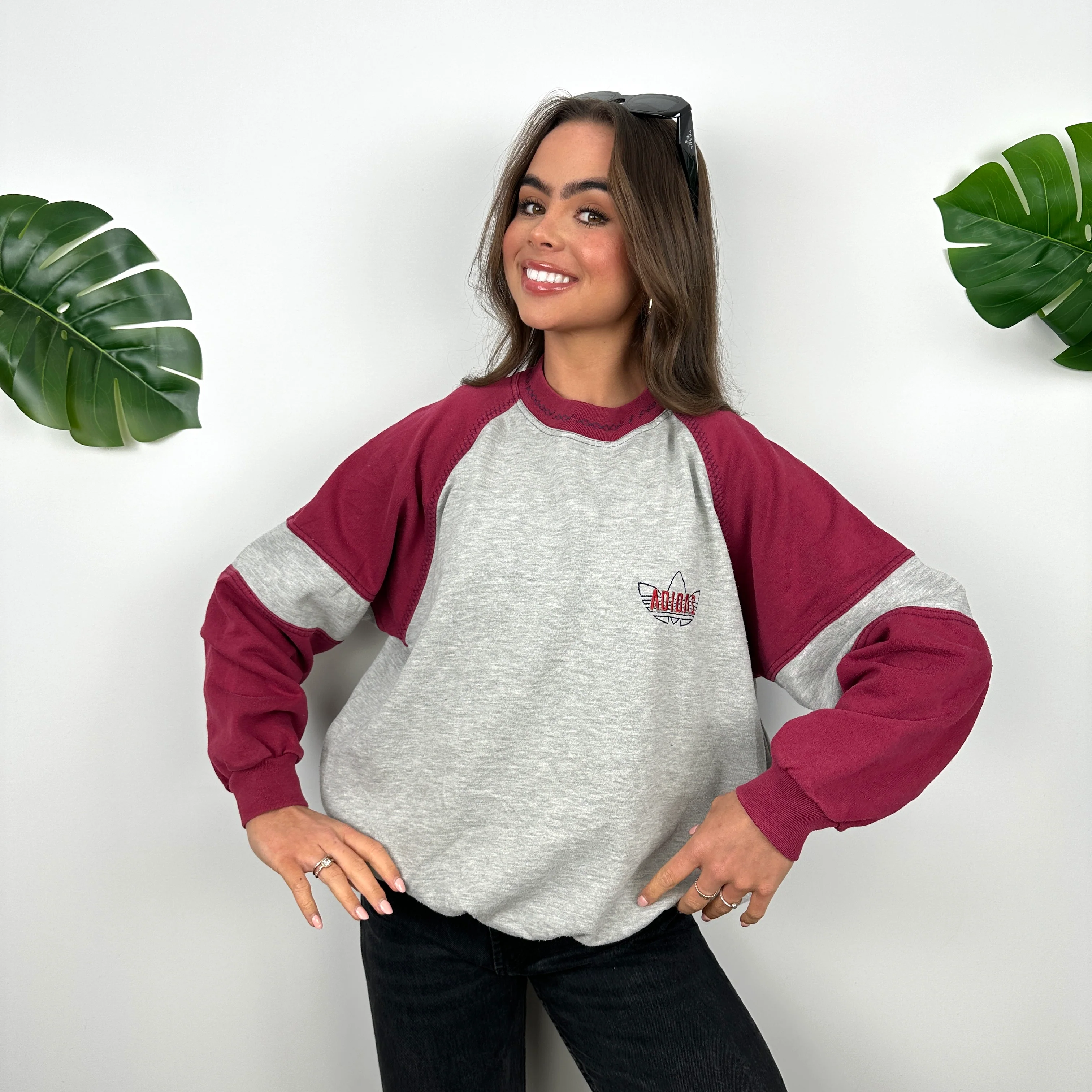 Adidas RARE Grey Embroidered Spell Out Sweatshirt (M) - Image 8