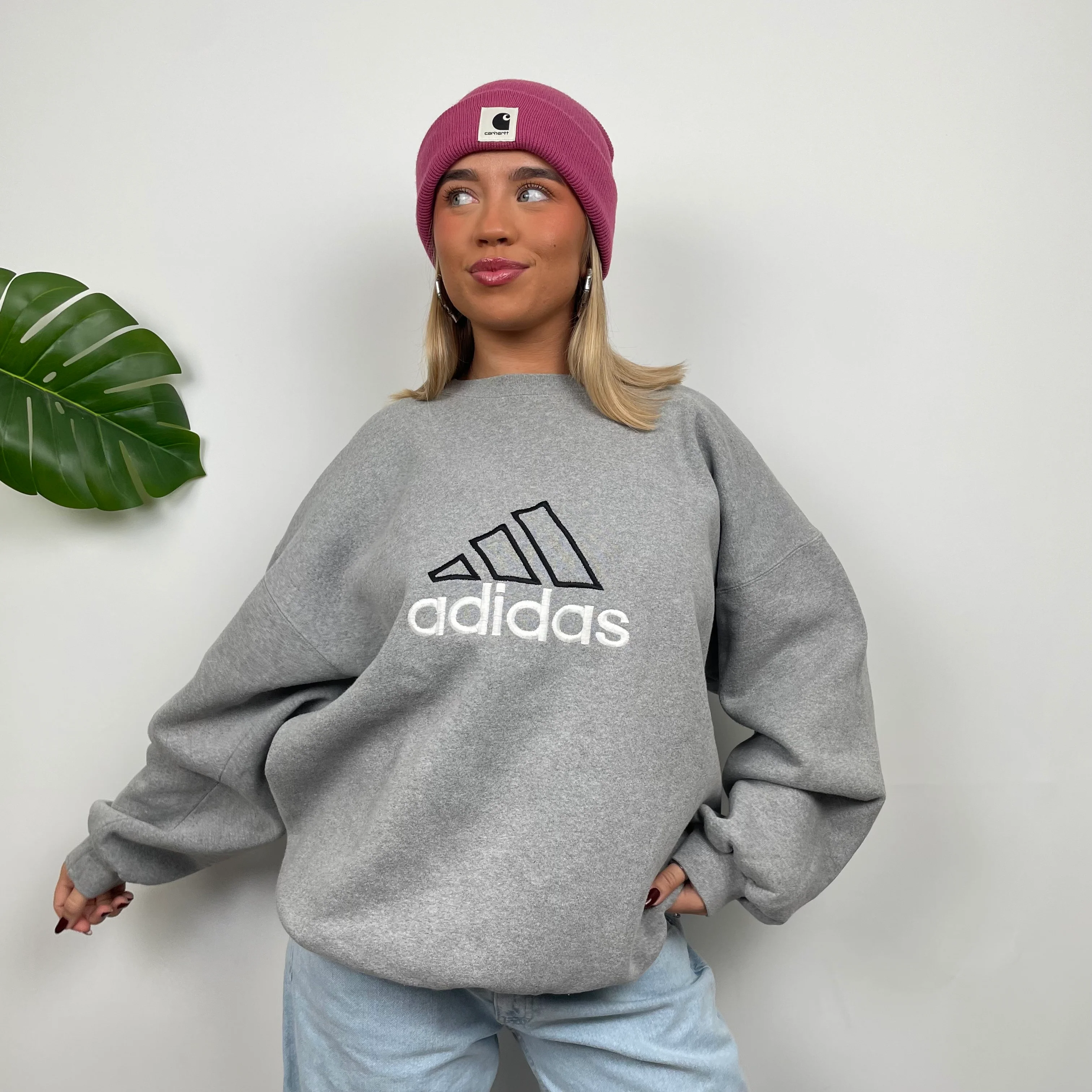 Adidas RARE Grey Embroidered Spell Out Sweatshirt (L) - Image 2