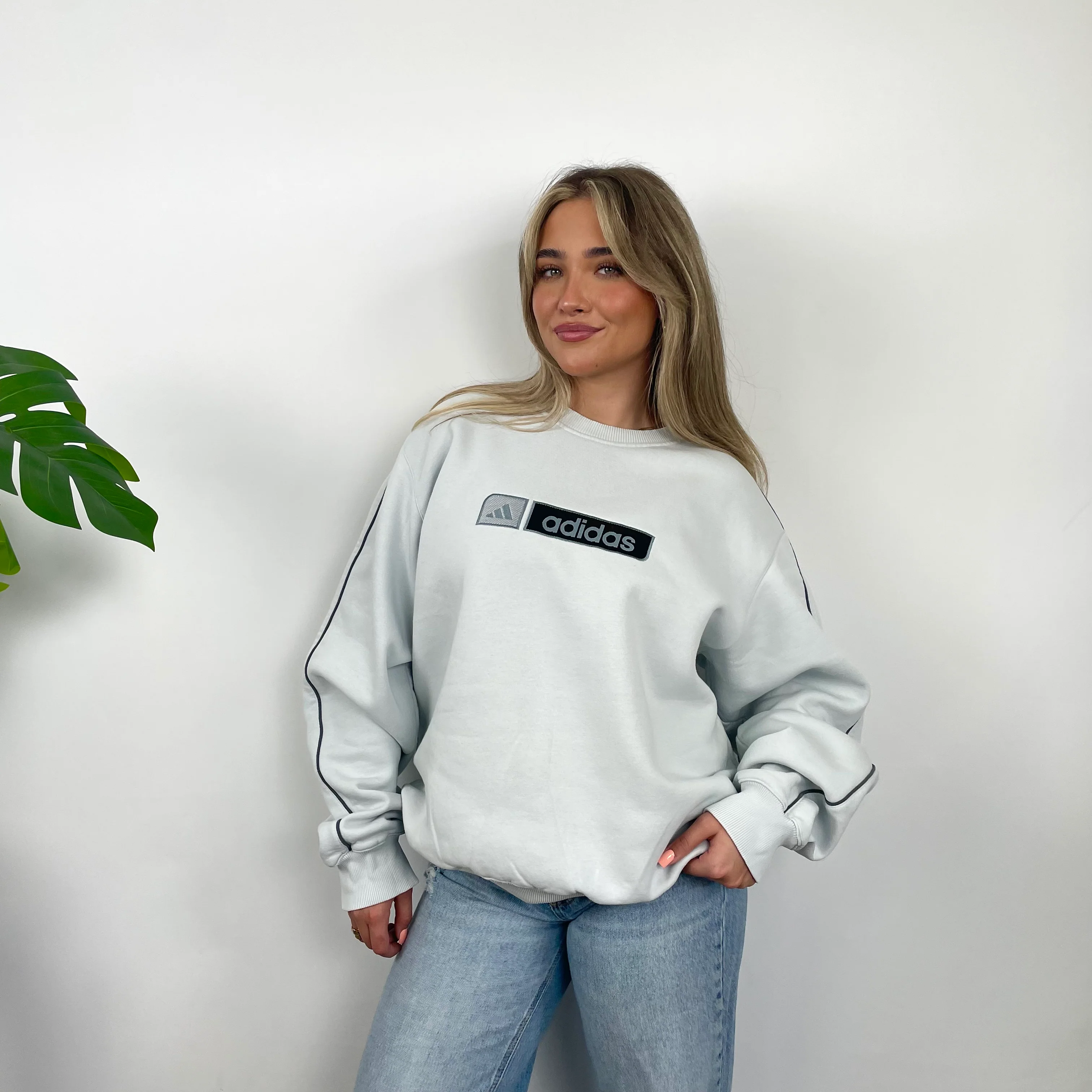 Adidas RARE Grey Embroidered Spell Out Sweatshirt (L) - Image 2