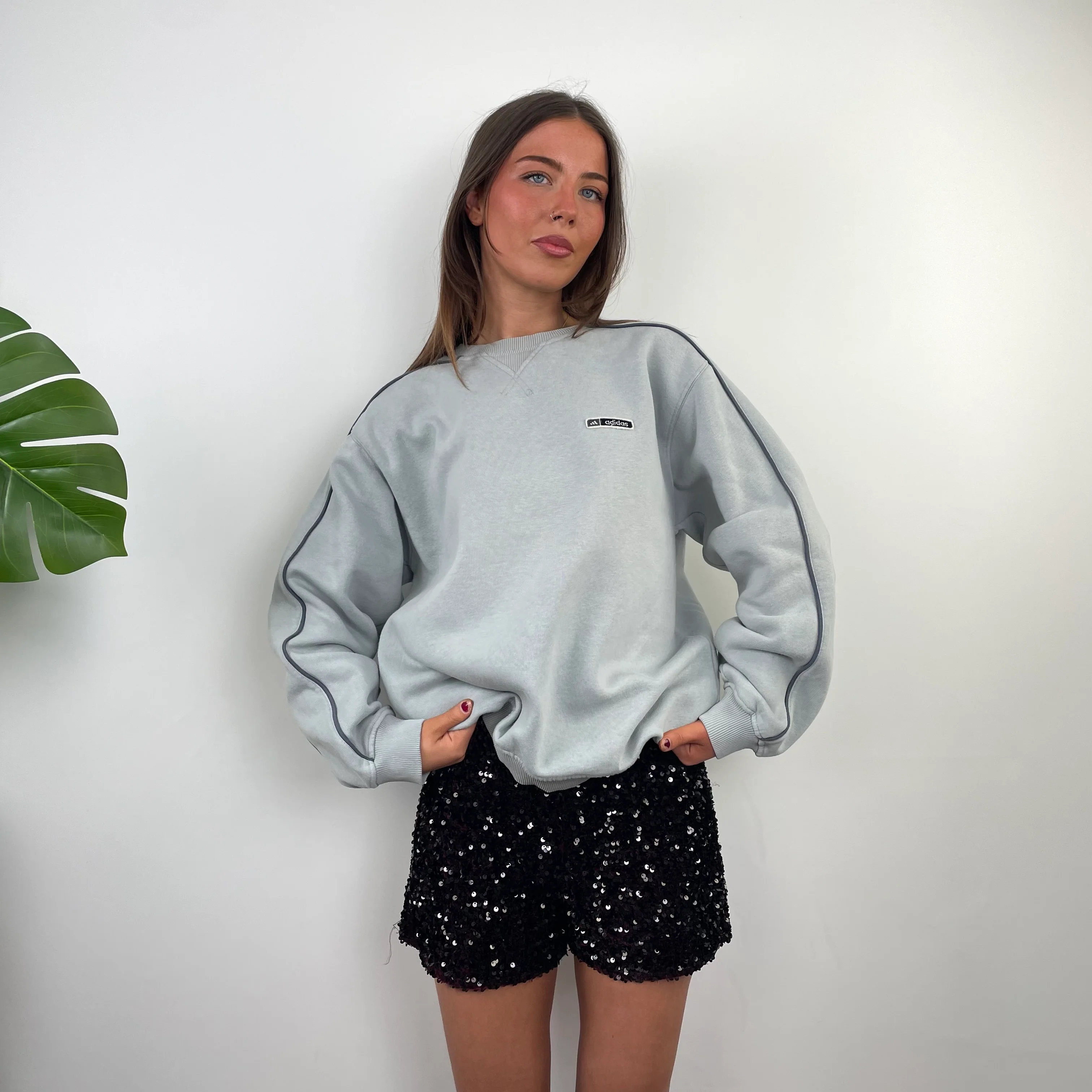 Adidas RARE Grey Embroidered Spell Out Sweatshirt (M)